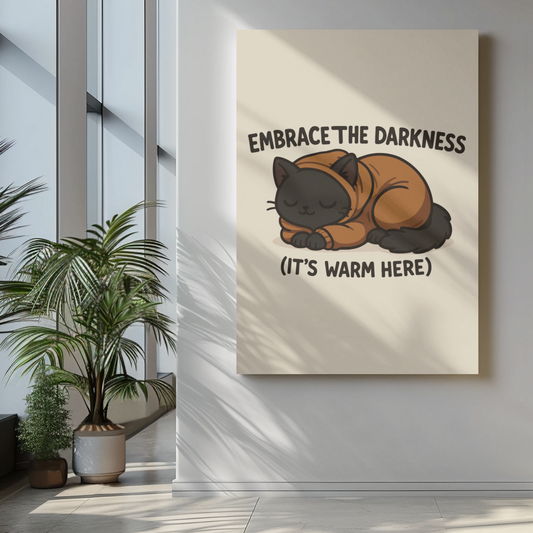 Cozy Cat Poster - Embrace the Darkness (It's Warm Here)