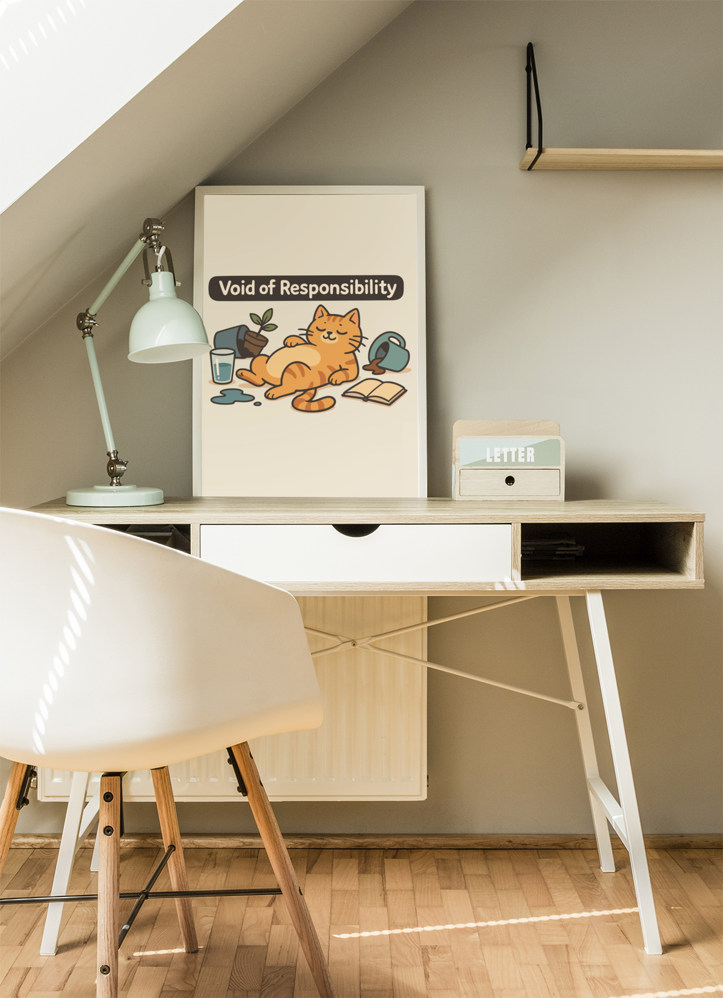 Playful Cat Poster - Void of Responsibility Home Decor, Funny Cat Wall Art Prints