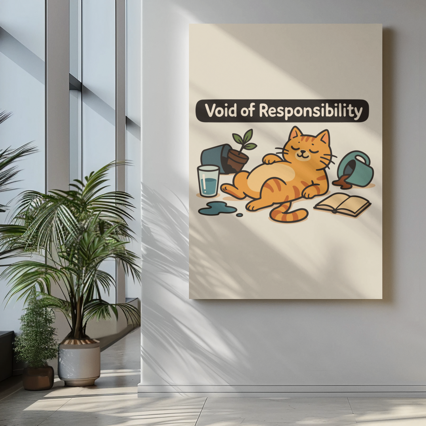 Playful Cat Poster - Void of Responsibility Home Decor, Funny Cat Wall Art Prints