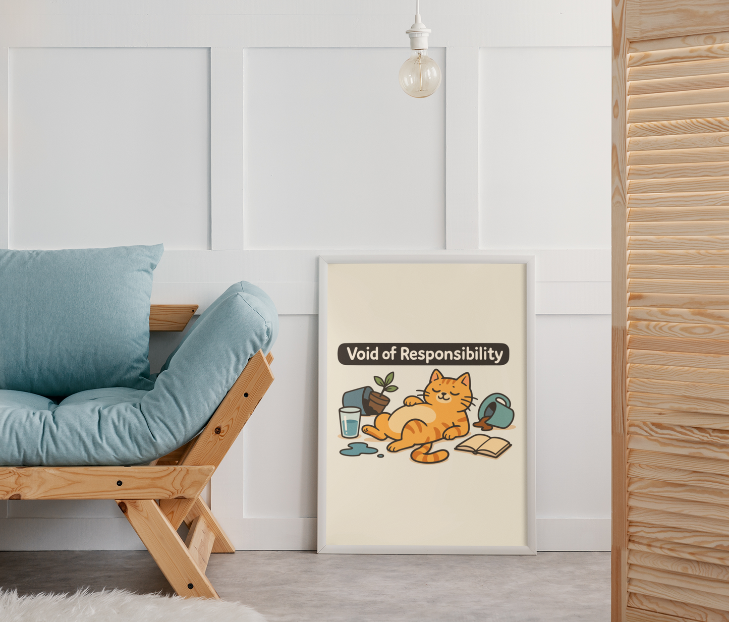 Playful Cat Poster - Void of Responsibility Home Decor, Funny Cat Wall Art Prints