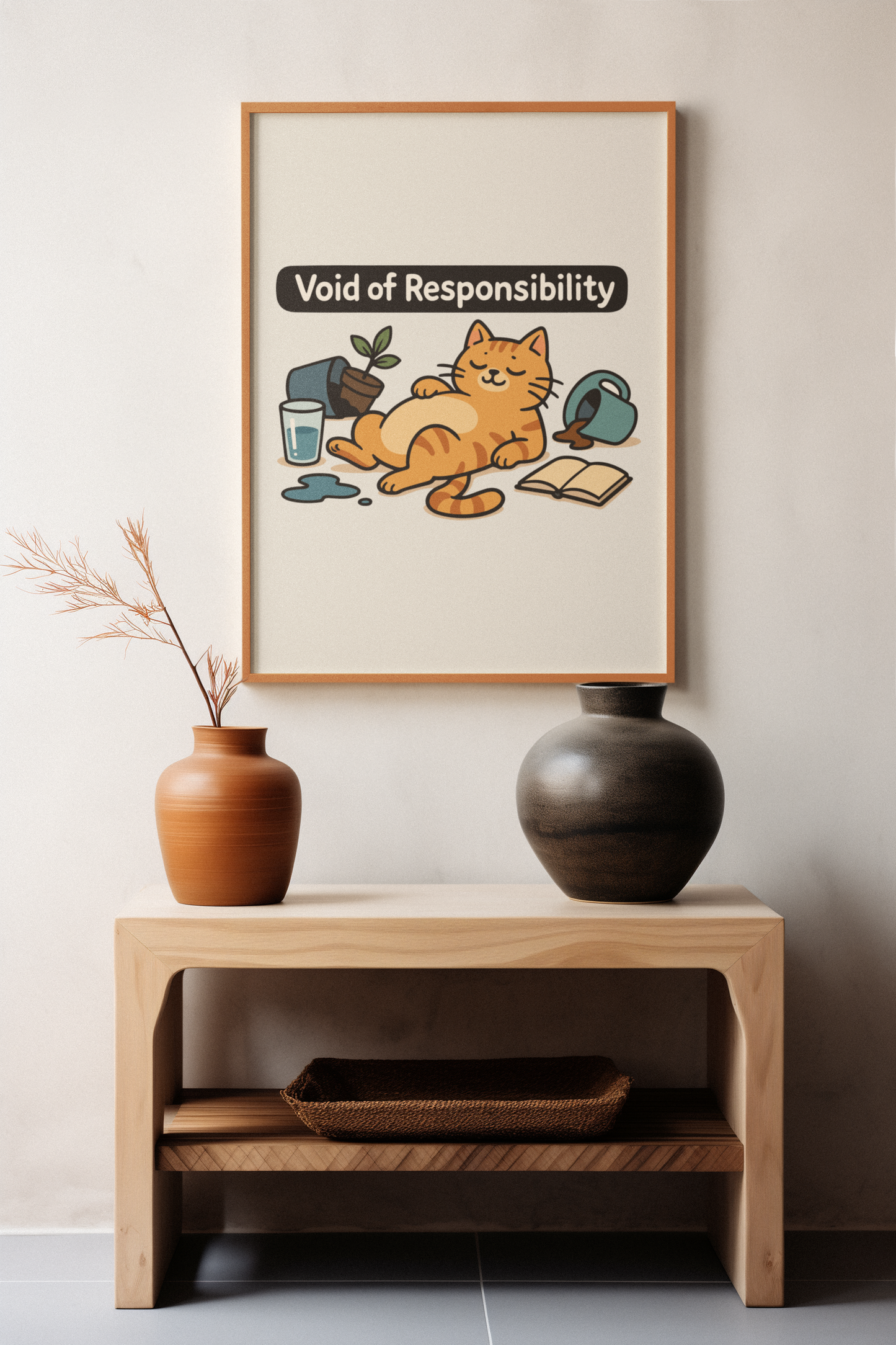 Playful Cat Poster - Void of Responsibility Home Decor, Funny Cat Wall Art Prints