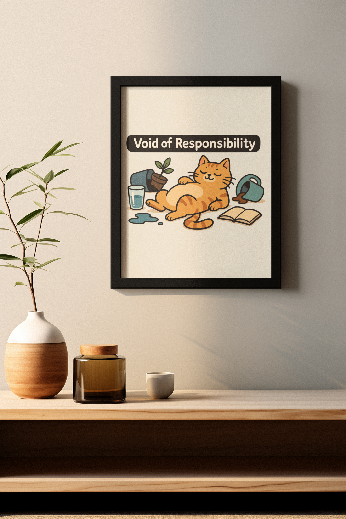 Playful Cat Poster - Void of Responsibility Home Decor, Funny Cat Wall Art Prints