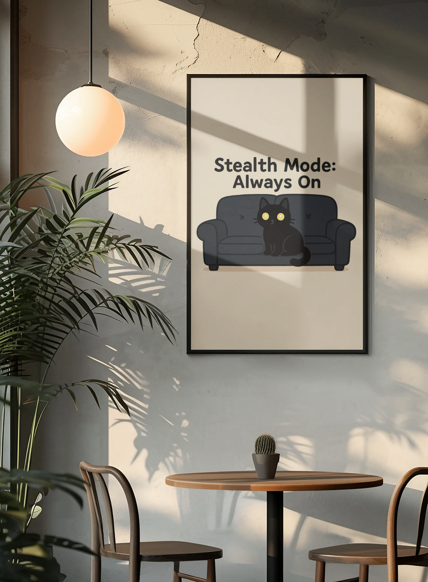 Funny Cat Memes: Cool Cat Wall Art Poster - "Stealth Mode: Always On" - Perfect for Cat Lovers