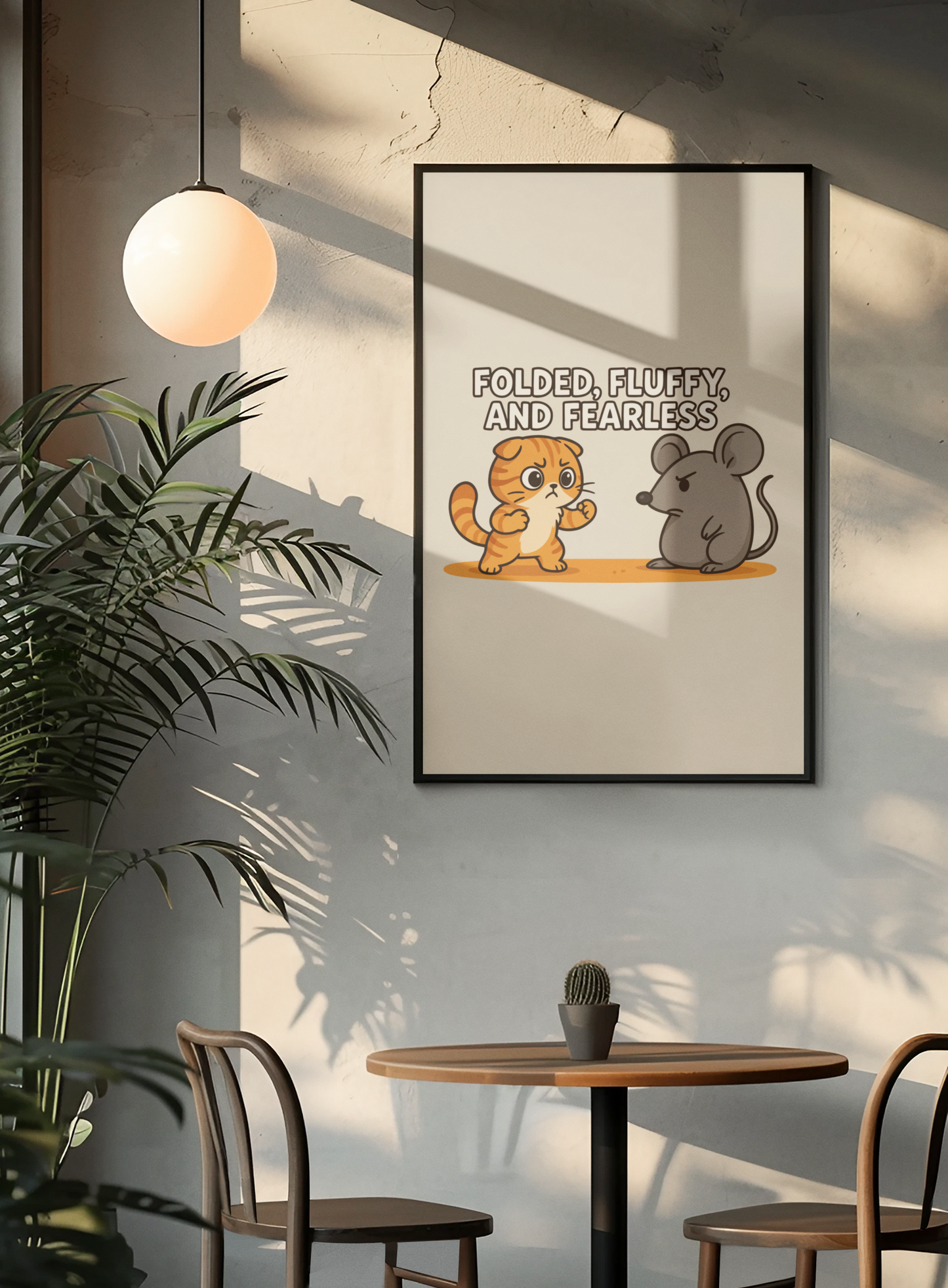 Funny Cat Memes: Cute Animal Battle Vertical Poster - "Folded, Fluffy, and Fearless"
