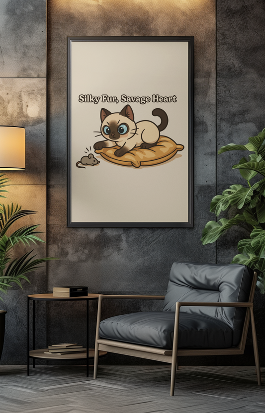 Funny Cat Memes: Cute Cat Matte Vertical Poster - "Silky Fur, Savage Heart"