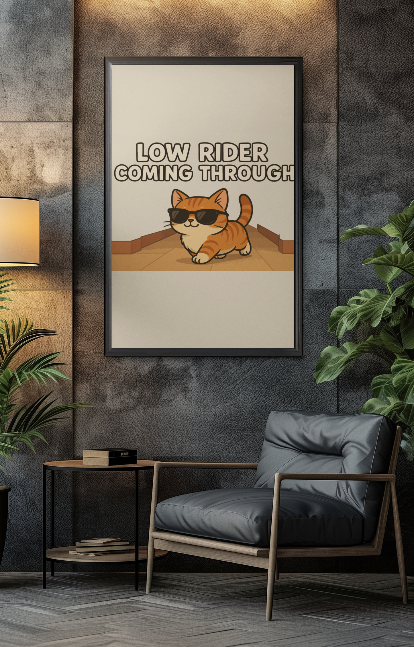 Funny Cat Memes: Cool Cat Matte Poster - "Low Rider Coming Through"
