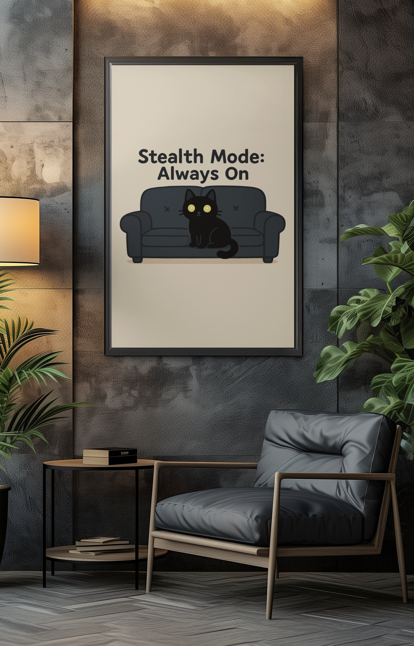 Funny Cat Memes: Cool Cat Wall Art Poster - "Stealth Mode: Always On" - Perfect for Cat Lovers