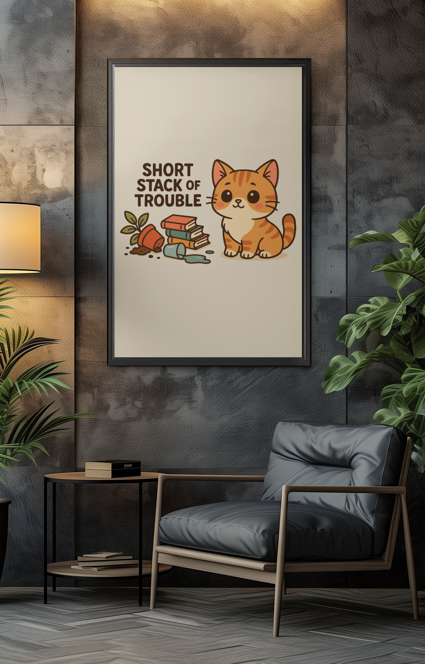 Funny Cat Memes: Cute Cat Matte Vertical Poster - Short Stack of Trouble