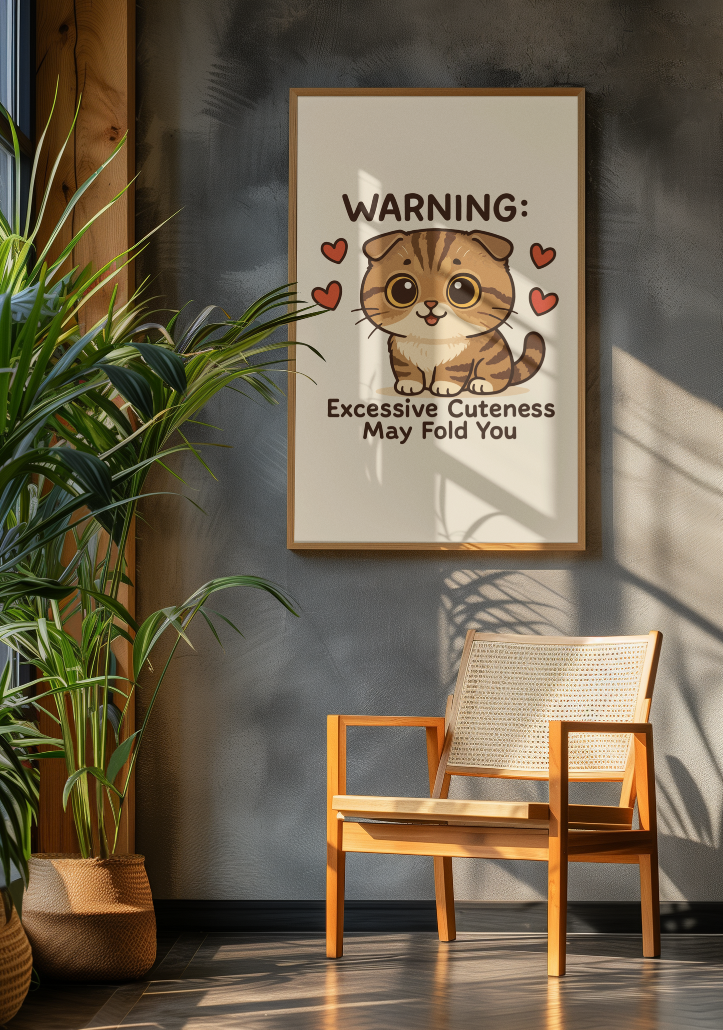 Funny Cat Memes: Cute Cat Warning Poster - Excessive Cuteness Alert