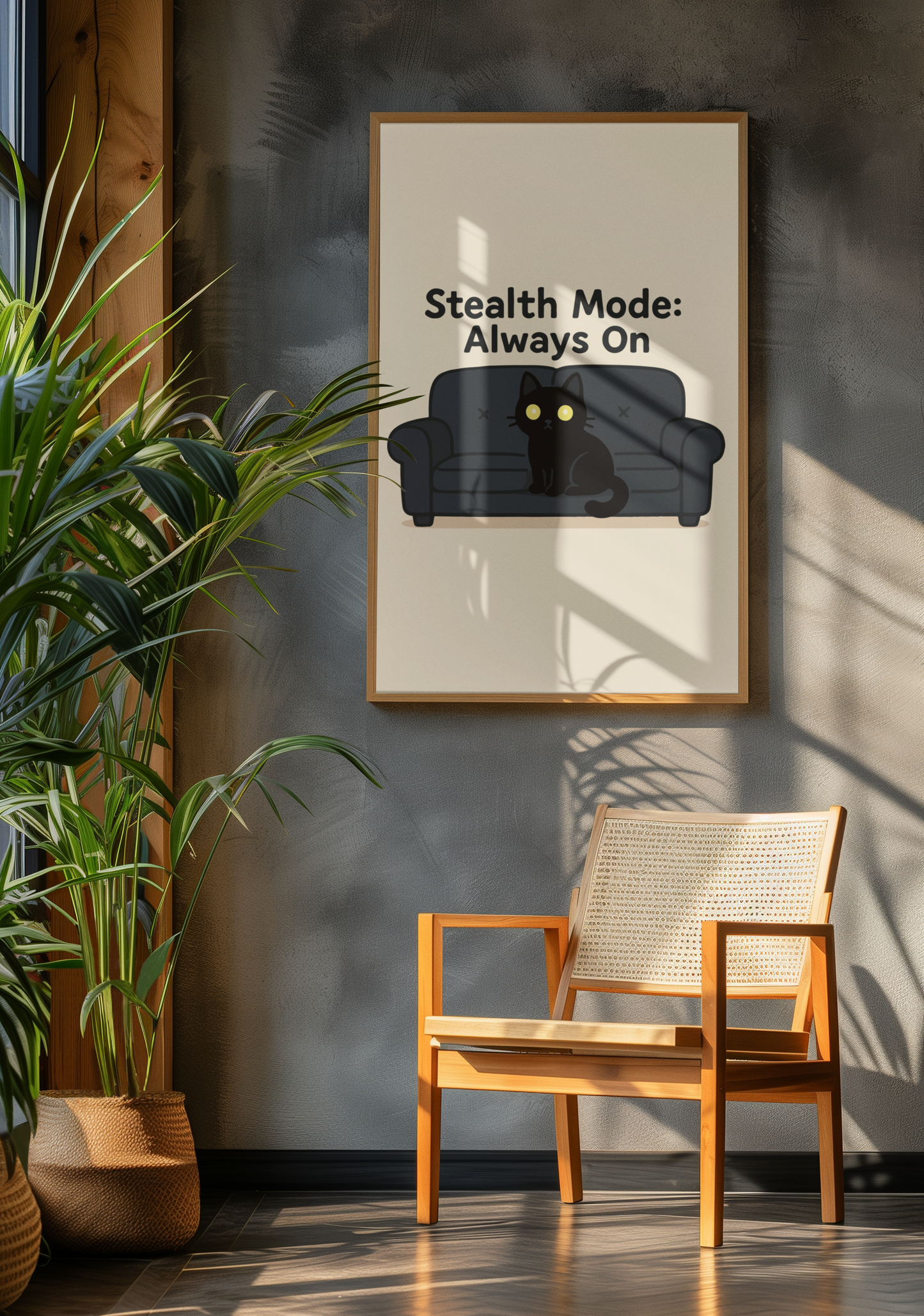 Funny Cat Memes: Cool Cat Wall Art Poster - "Stealth Mode: Always On" - Perfect for Cat Lovers