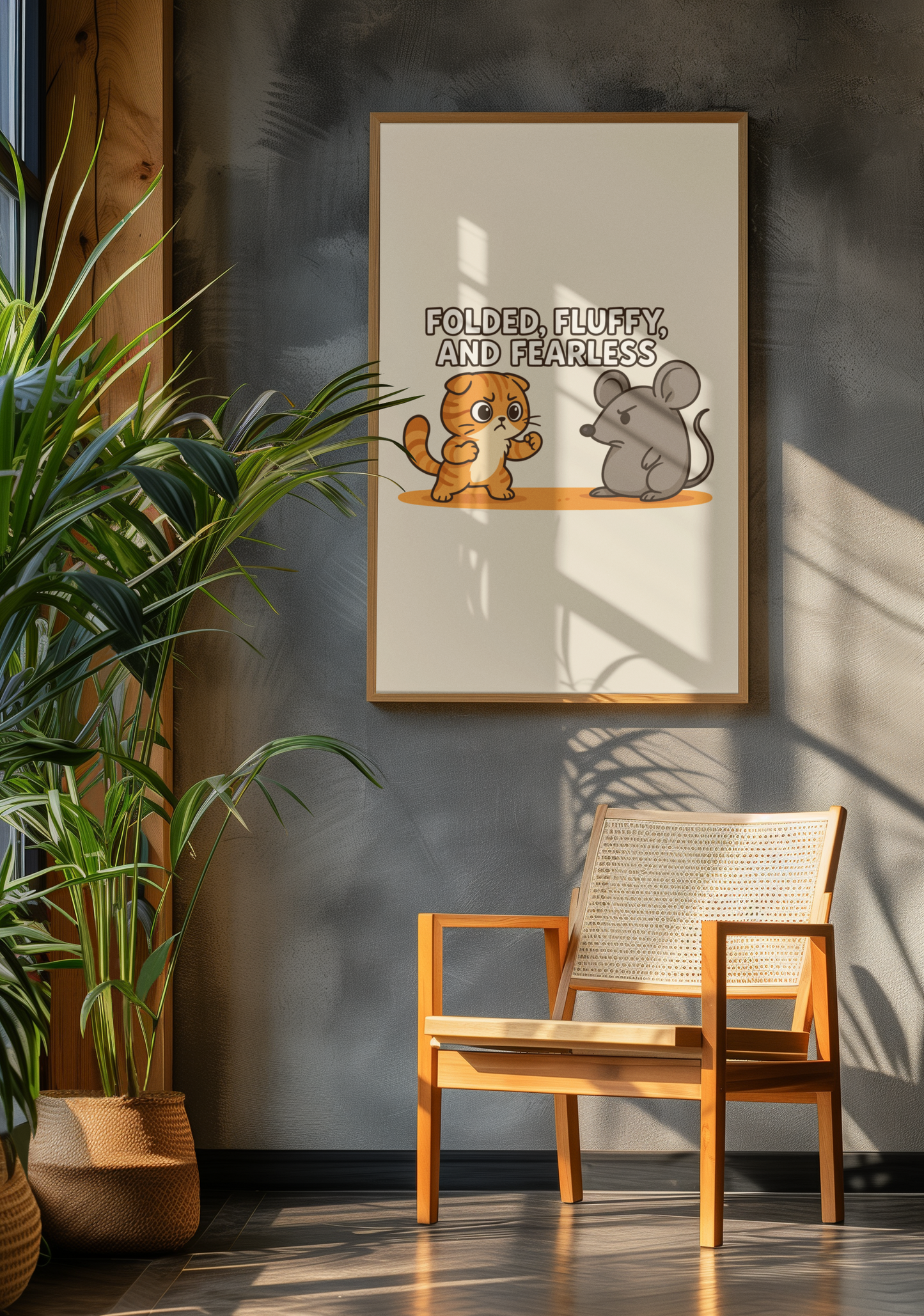 Funny Cat Memes: Cute Animal Battle Vertical Poster - "Folded, Fluffy, and Fearless"