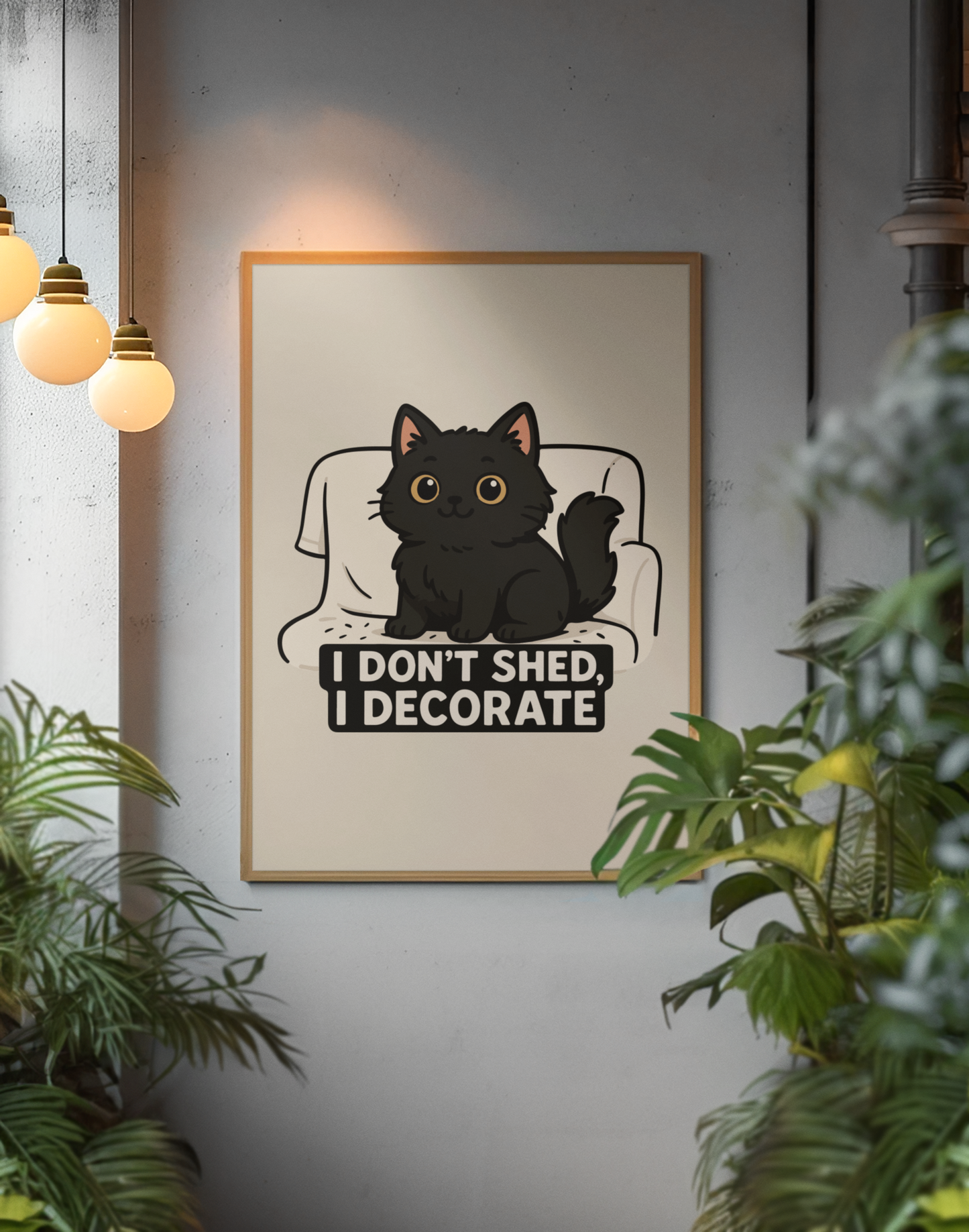 Funny Cat Memes: Cute Cat Poster - "I Don't Shed, I Decorate" - Matte Vertical Wall Art for Cat Lovers