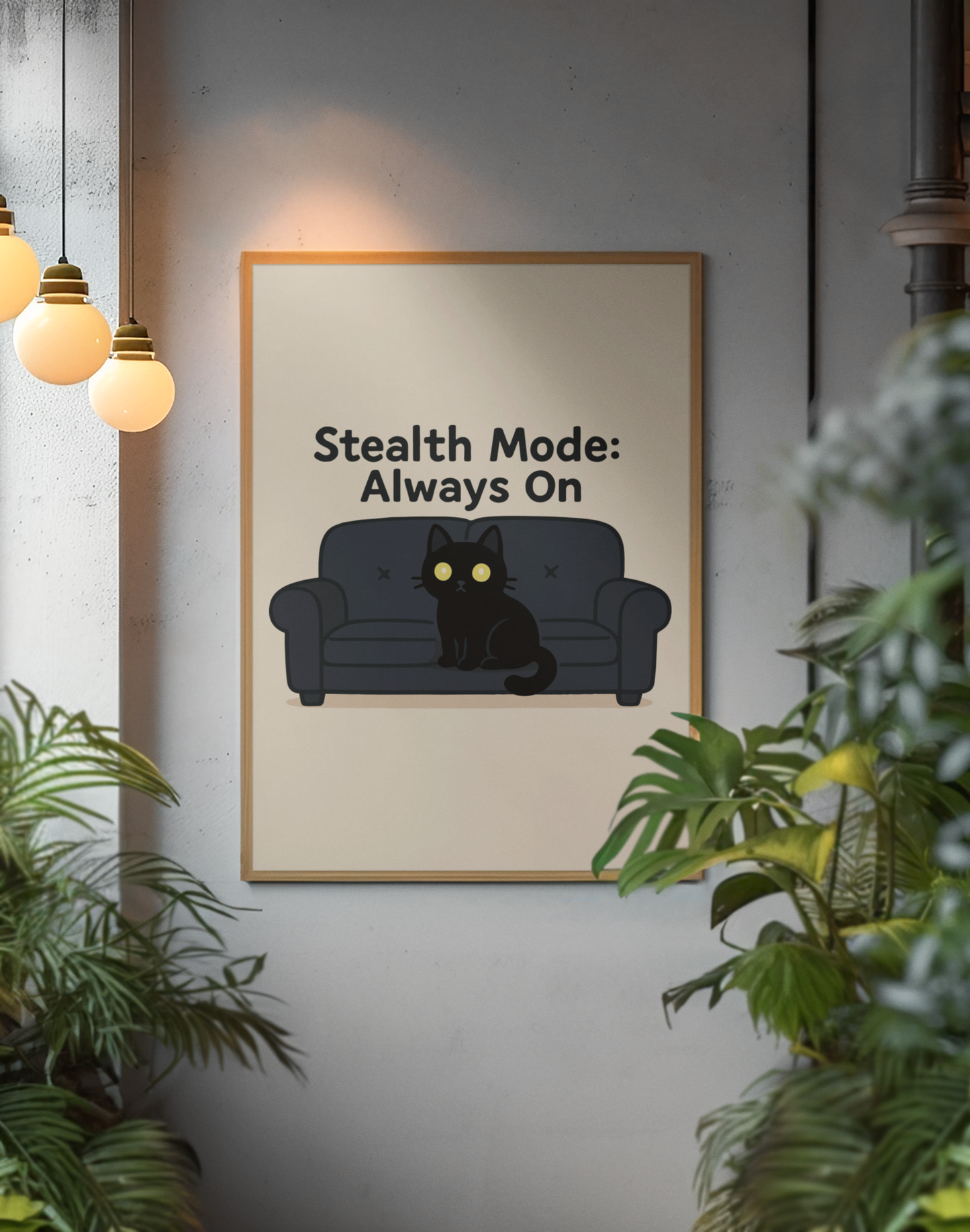 Funny Cat Memes: Cool Cat Wall Art Poster - "Stealth Mode: Always On" - Perfect for Cat Lovers