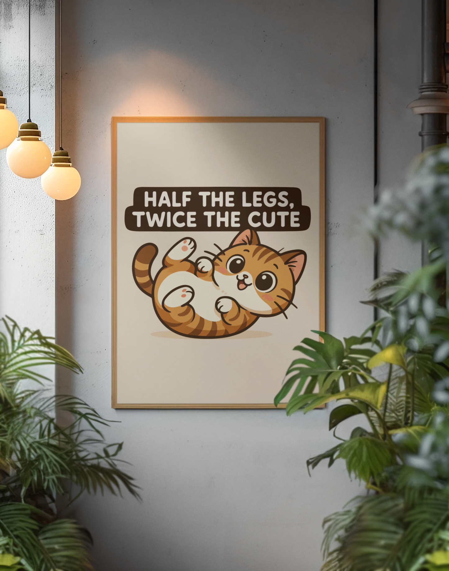 Funny Cat Memes: Cute Cat Poster - 'Half the Legs, Twice the Cute' - Matte Vertical Wall Art