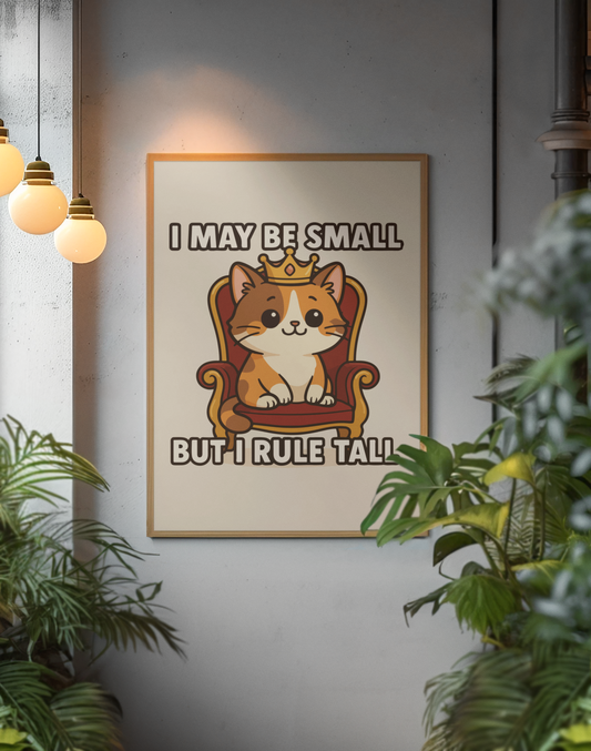 Funny Cat Memes: Cute Cat Poster - "I May Be Small But I Rule Tall" - Adorable Wall Art for Cat Lovers