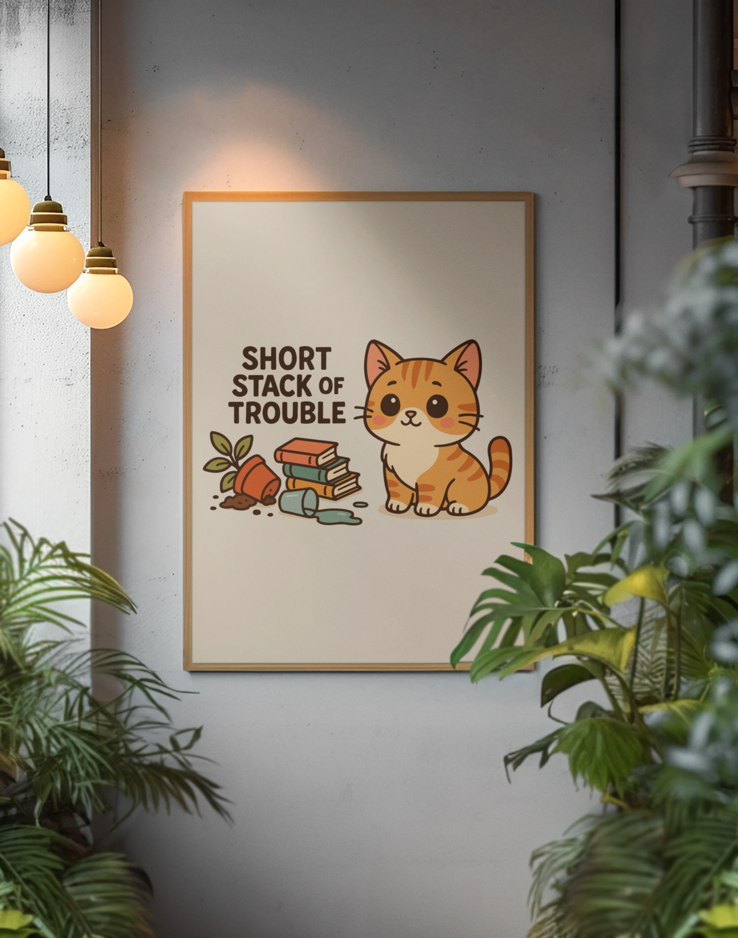 Funny Cat Memes: Cute Cat Matte Vertical Poster - Short Stack of Trouble