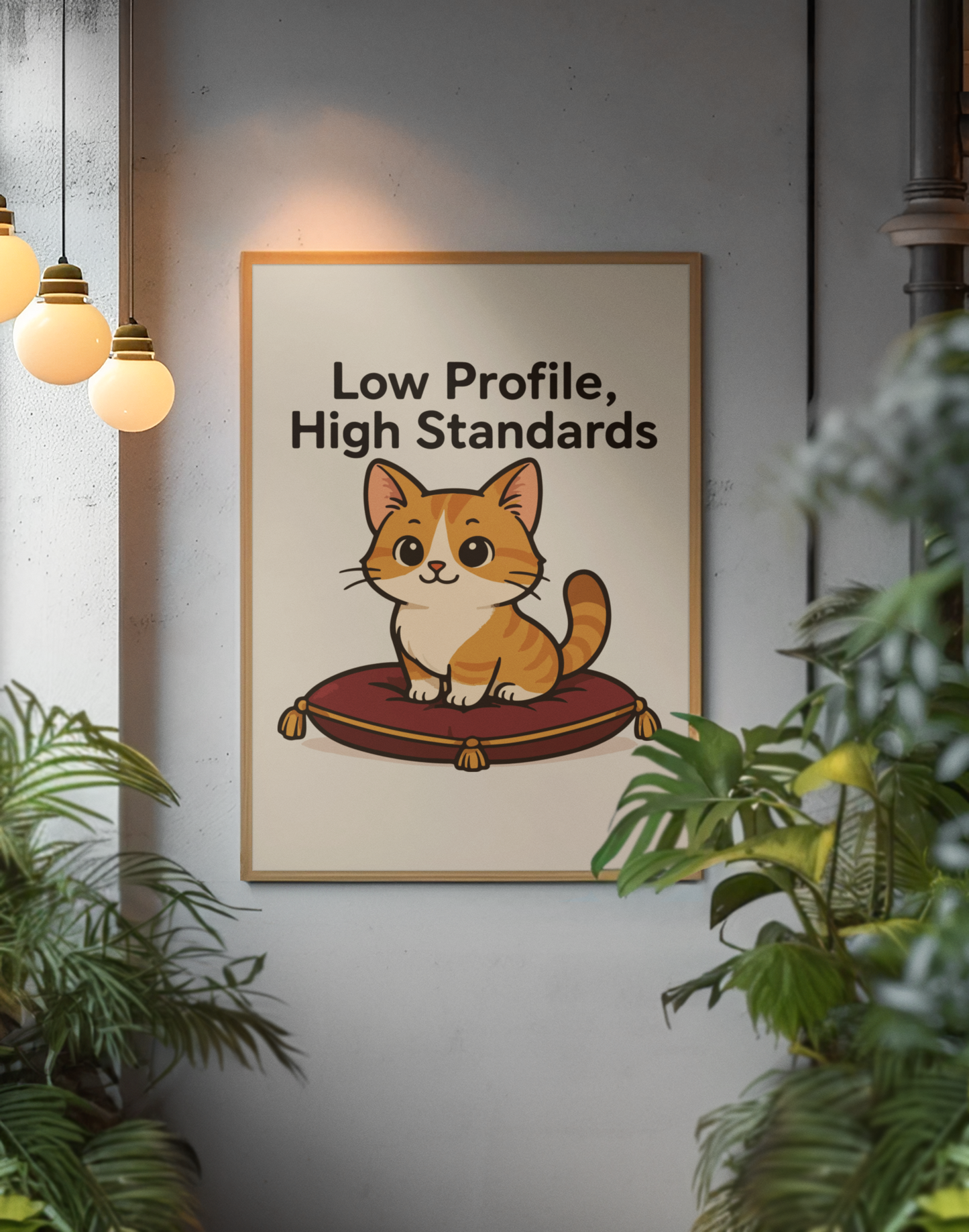 Funny Cat Memes: Cat-Themed Matte Vertical Poster - 'Low Profile, High Standards'