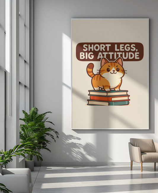 Funny Cat Memes: Cute Cat Poster - Short Legs, Big Attitude - Home Decor for Cat Lovers