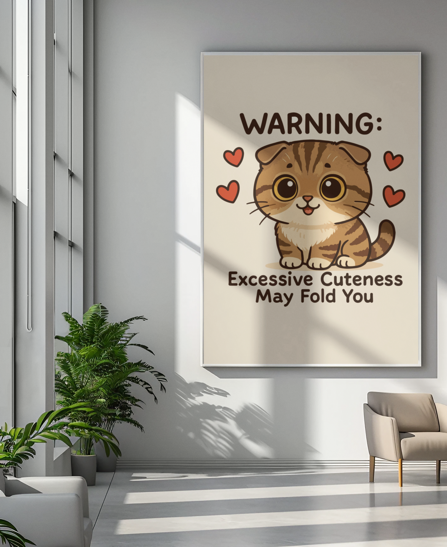Funny Cat Memes: Cute Cat Warning Poster - Excessive Cuteness Alert
