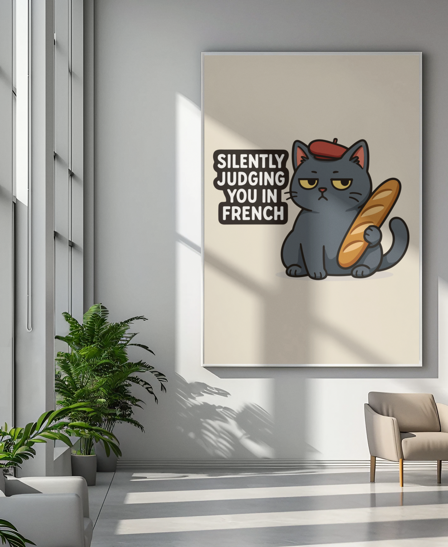 Funny Cat Memes: Funny French Cat Poster - Silently Judging You in French