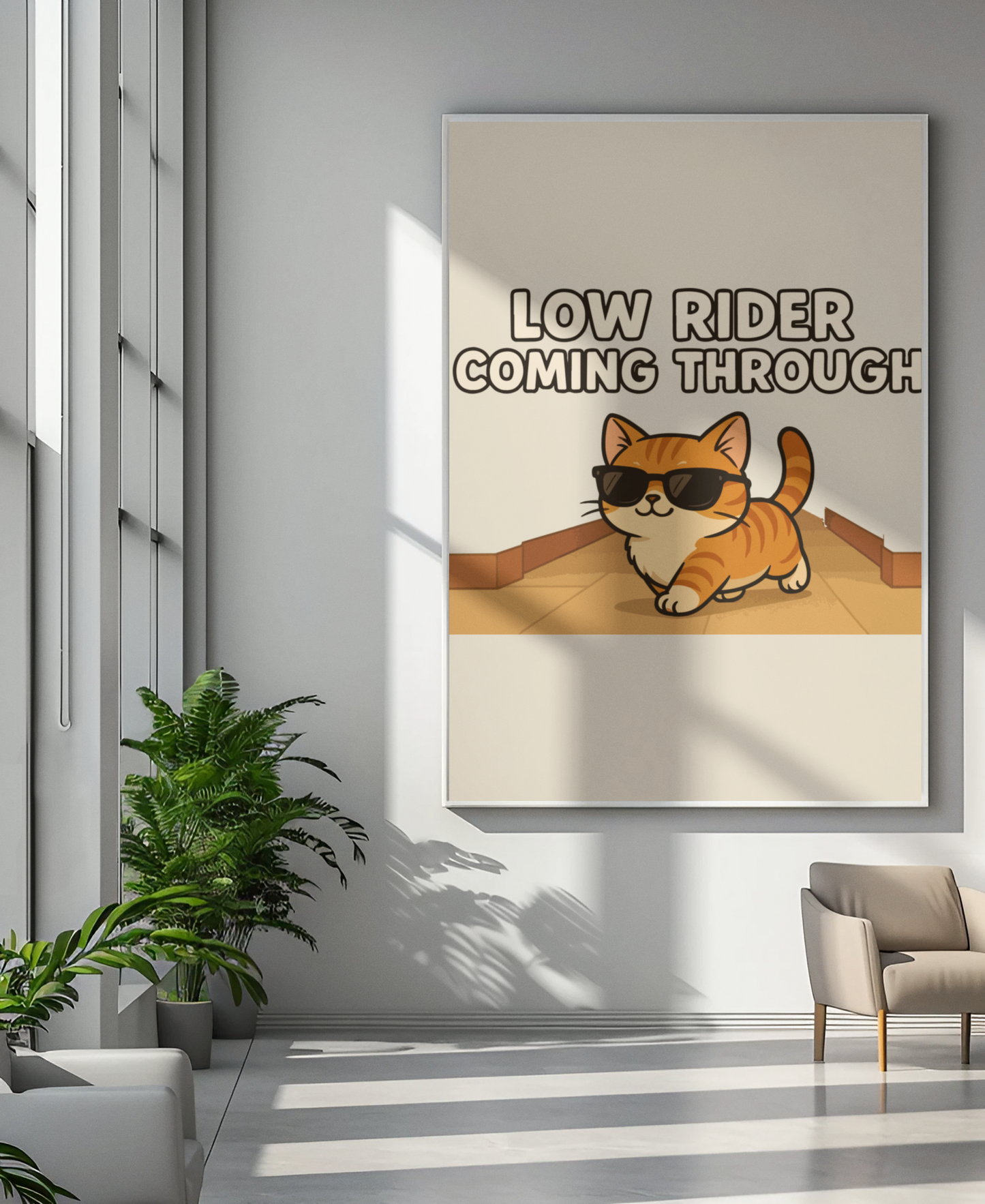 Funny Cat Memes: Cool Cat Matte Poster - "Low Rider Coming Through"