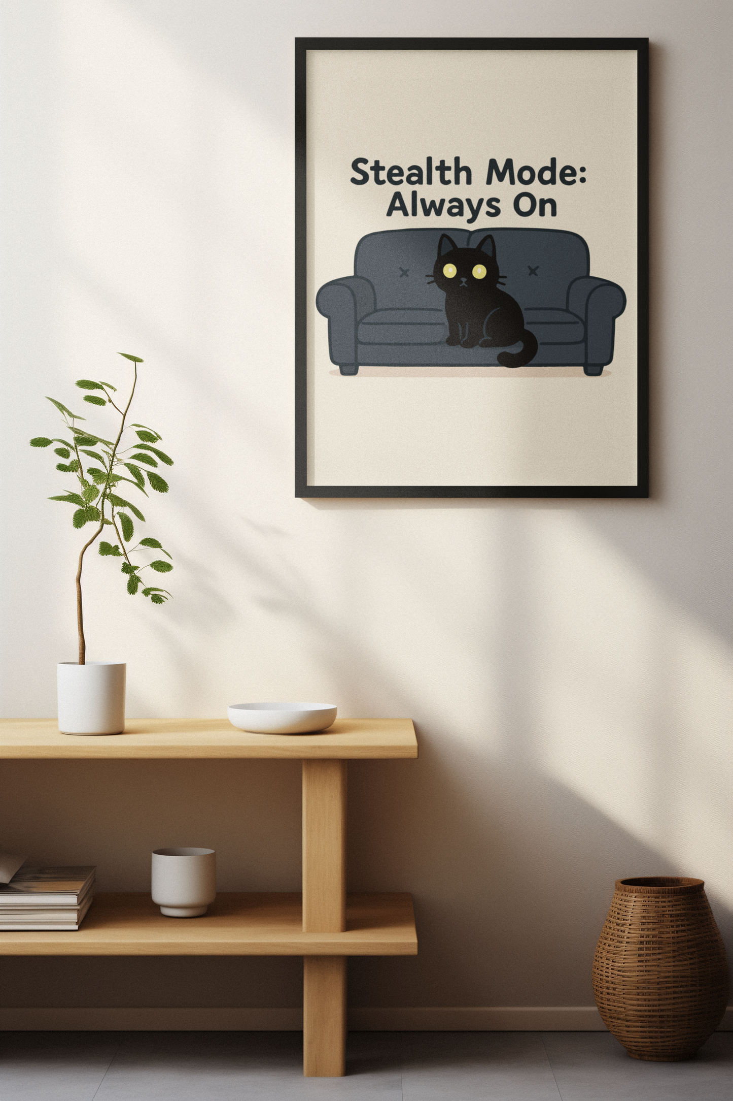 Funny Cat Memes: Cool Cat Wall Art Poster - "Stealth Mode: Always On" - Perfect for Cat Lovers
