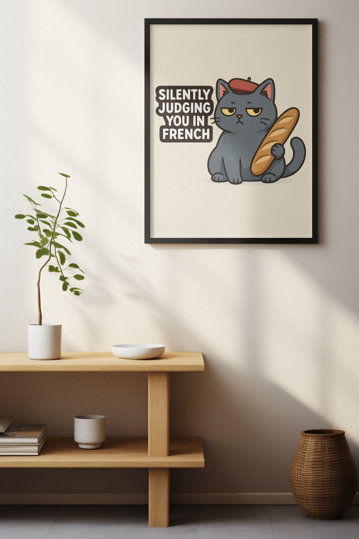 Funny Cat Memes: Funny French Cat Poster - Silently Judging You in French