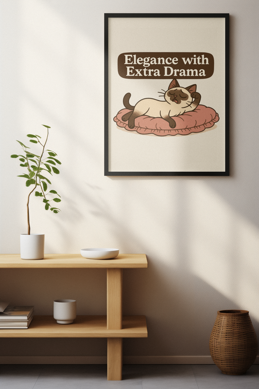 Funny Cat Memes: Sassy Cat Art Poster - "Elegance with Extra Drama"