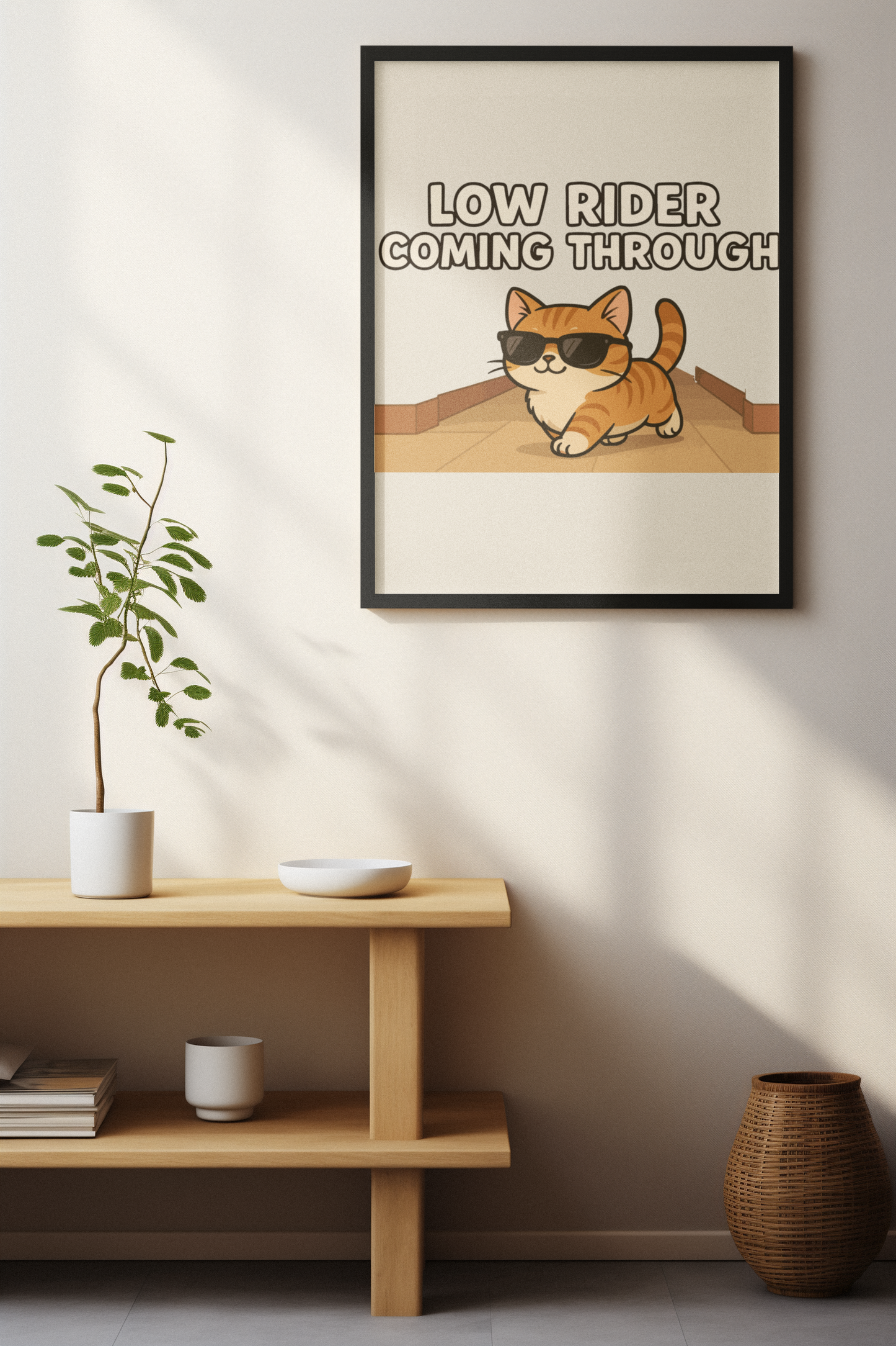 Funny Cat Memes: Cool Cat Matte Poster - "Low Rider Coming Through"