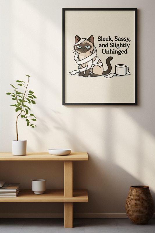Funny Cat Memes: Sleek Sassy Cat Poster - Quirky Wall Art for Cat Lovers