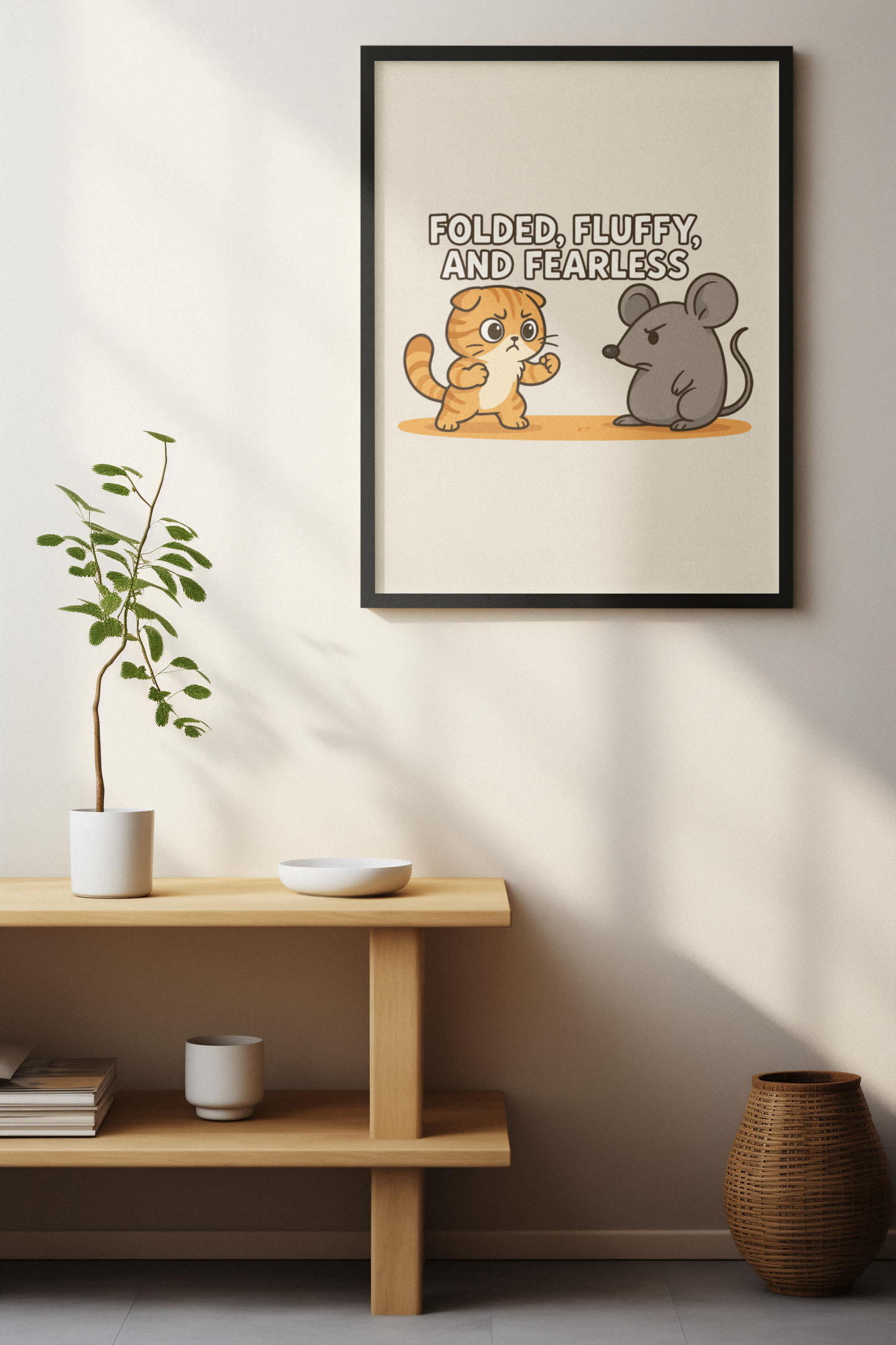Funny Cat Memes: Cute Animal Battle Vertical Poster - "Folded, Fluffy, and Fearless"