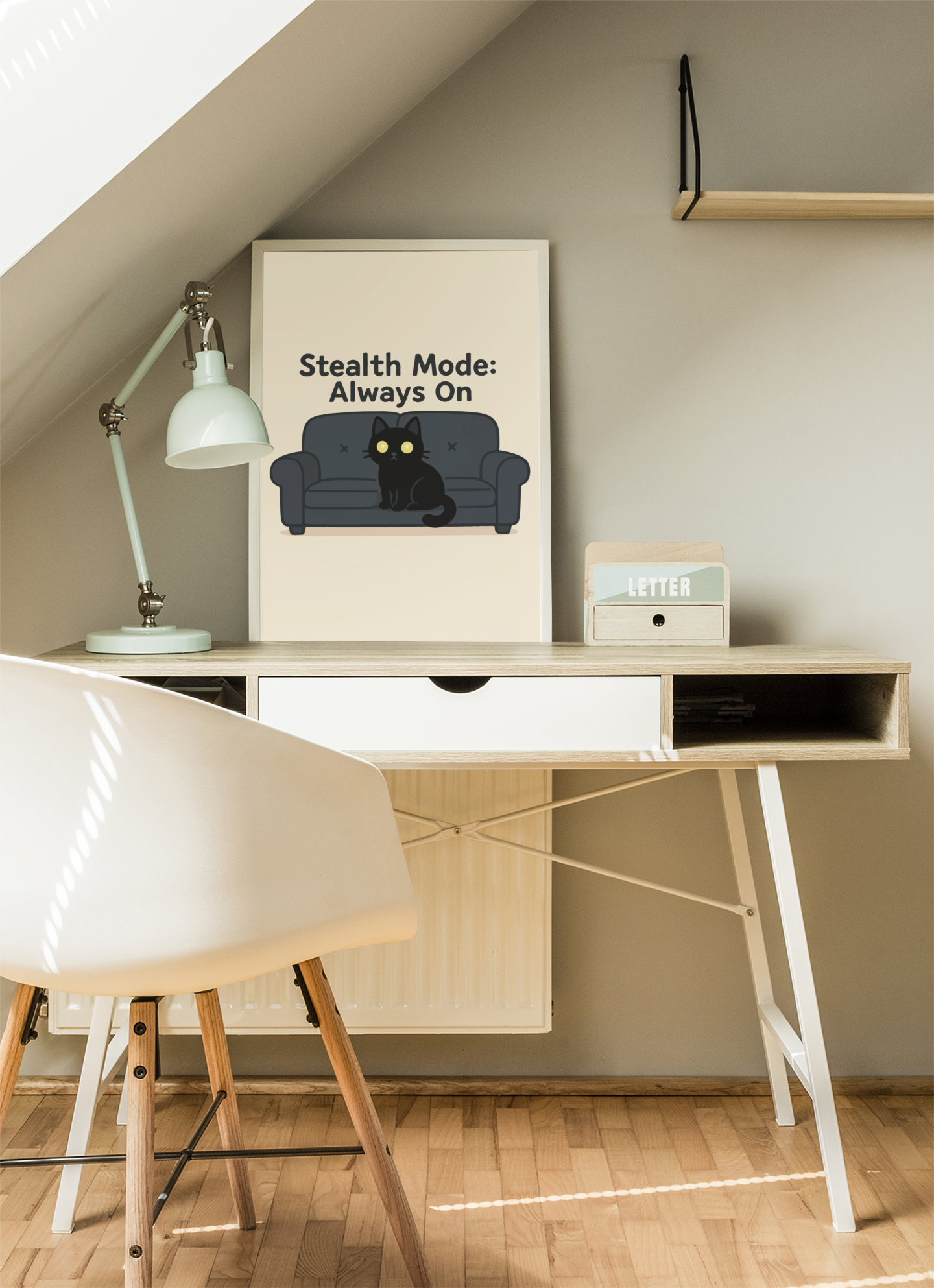 Funny Cat Memes: Cool Cat Wall Art Poster - "Stealth Mode: Always On" - Perfect for Cat Lovers