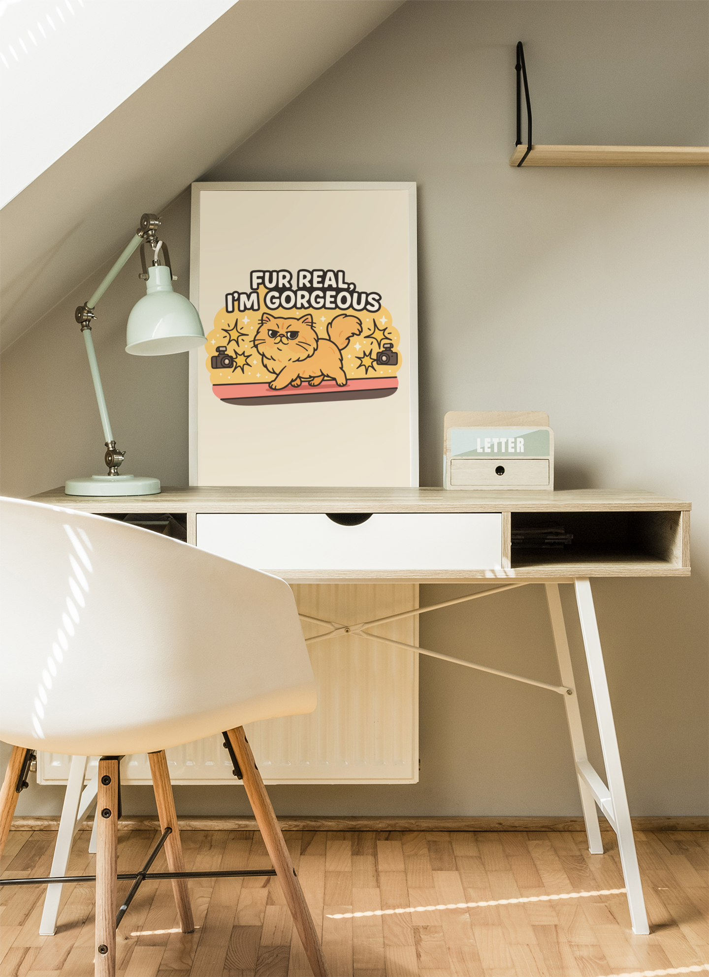 Funny Cat Memes: Cute Cat Matte Vertical Poster - 'Fur Real, I'm Gorgeous'