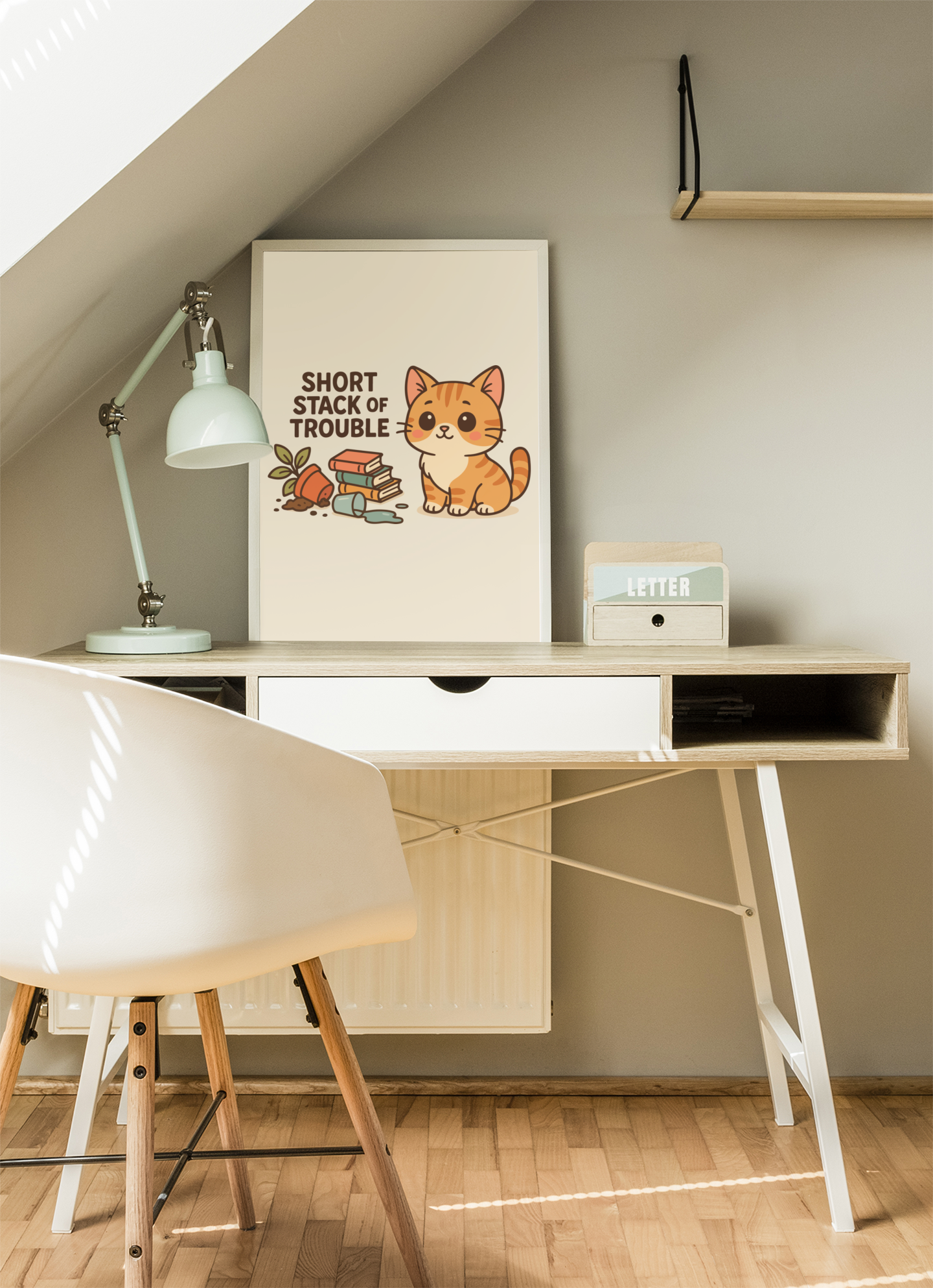Funny Cat Memes: Cute Cat Matte Vertical Poster - Short Stack of Trouble