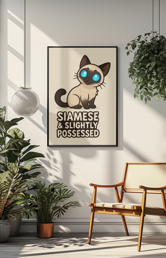 Funny Cat Memes: Siamese Cat Poster - Slightly Possessed Art Print