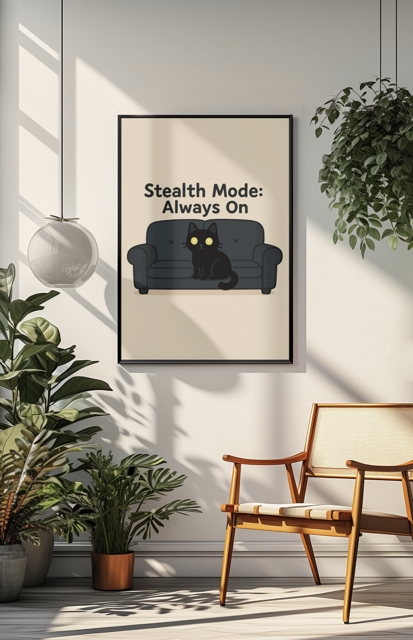 Funny Cat Memes: Cool Cat Wall Art Poster - "Stealth Mode: Always On" - Perfect for Cat Lovers