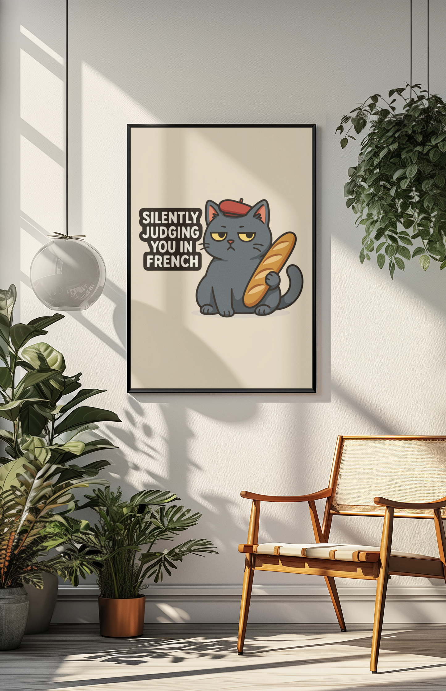 Funny Cat Memes: Funny French Cat Poster - Silently Judging You in French