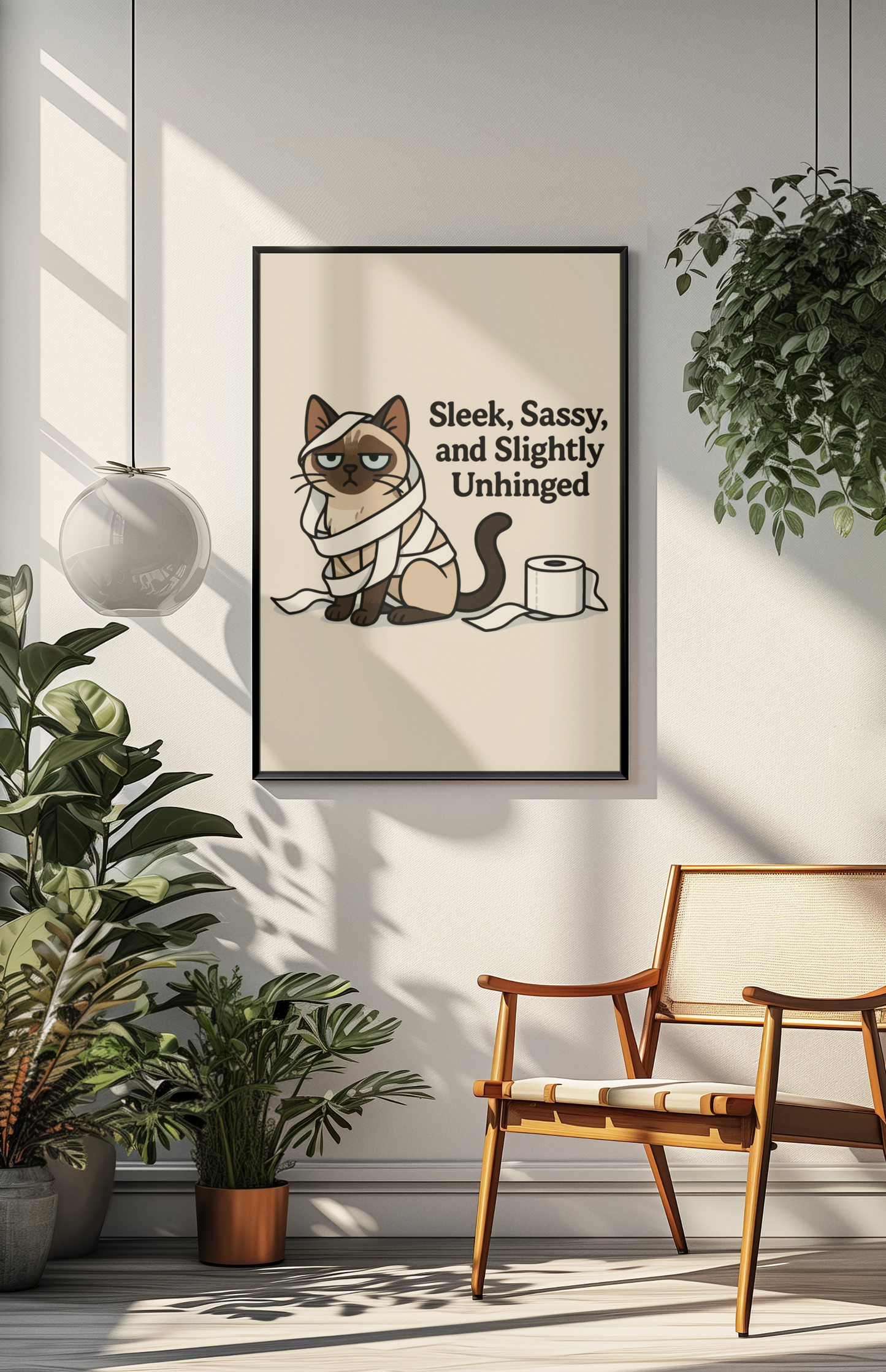 Funny Cat Memes: Sleek Sassy Cat Poster - Quirky Wall Art for Cat Lovers