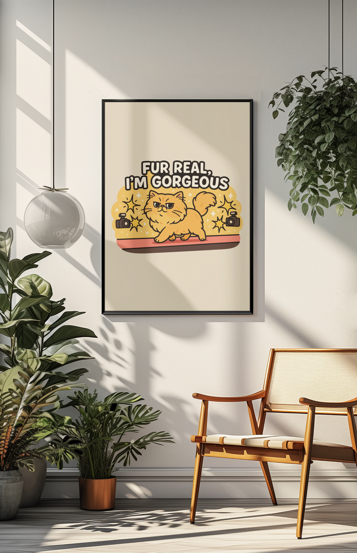 Funny Cat Memes: Cute Cat Matte Vertical Poster - 'Fur Real, I'm Gorgeous'
