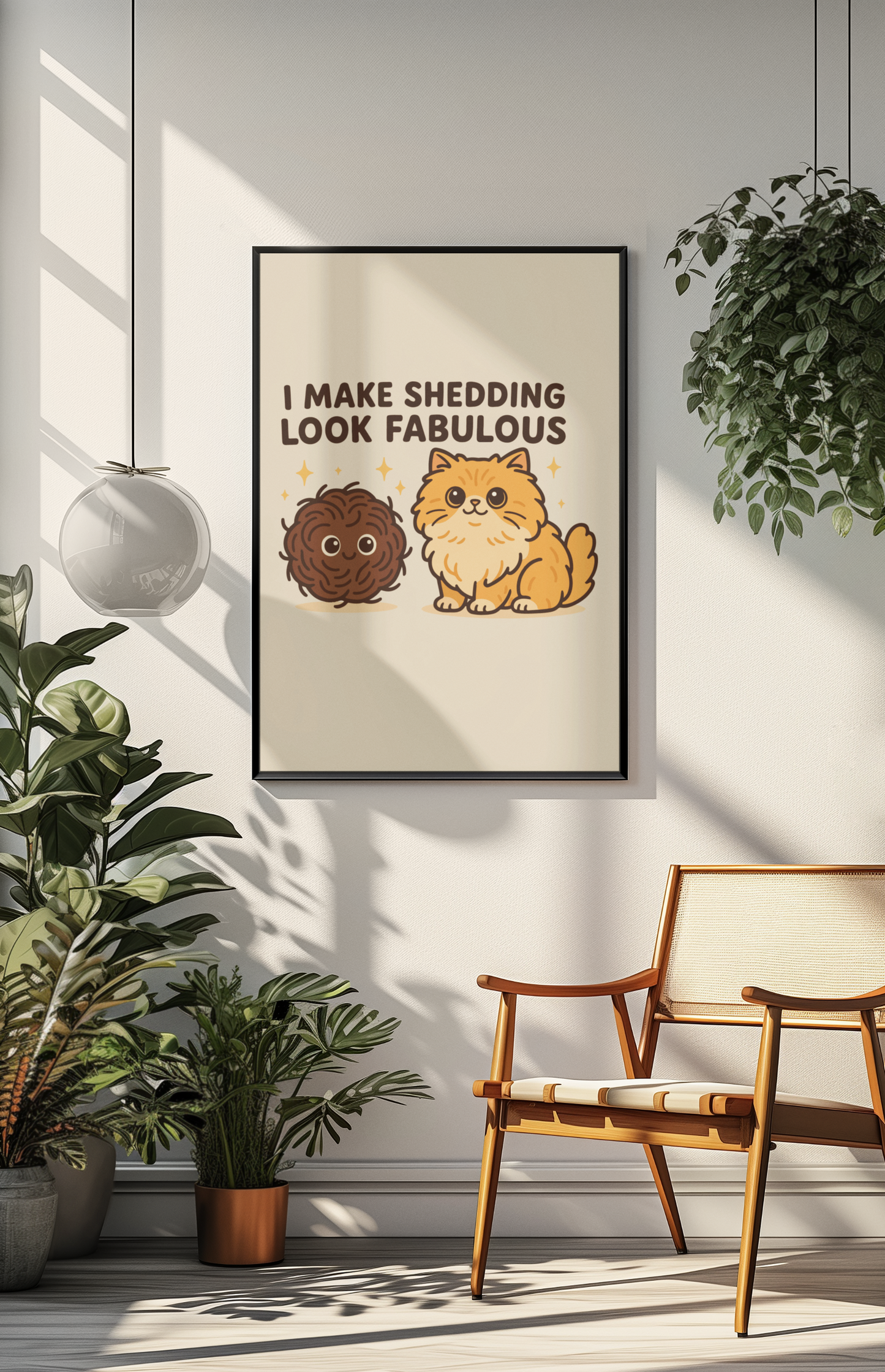 Funny Cat Memes: Cute Cat Shedding Poster - I Make Shedding Look Fabulous - Fun Pet Decor