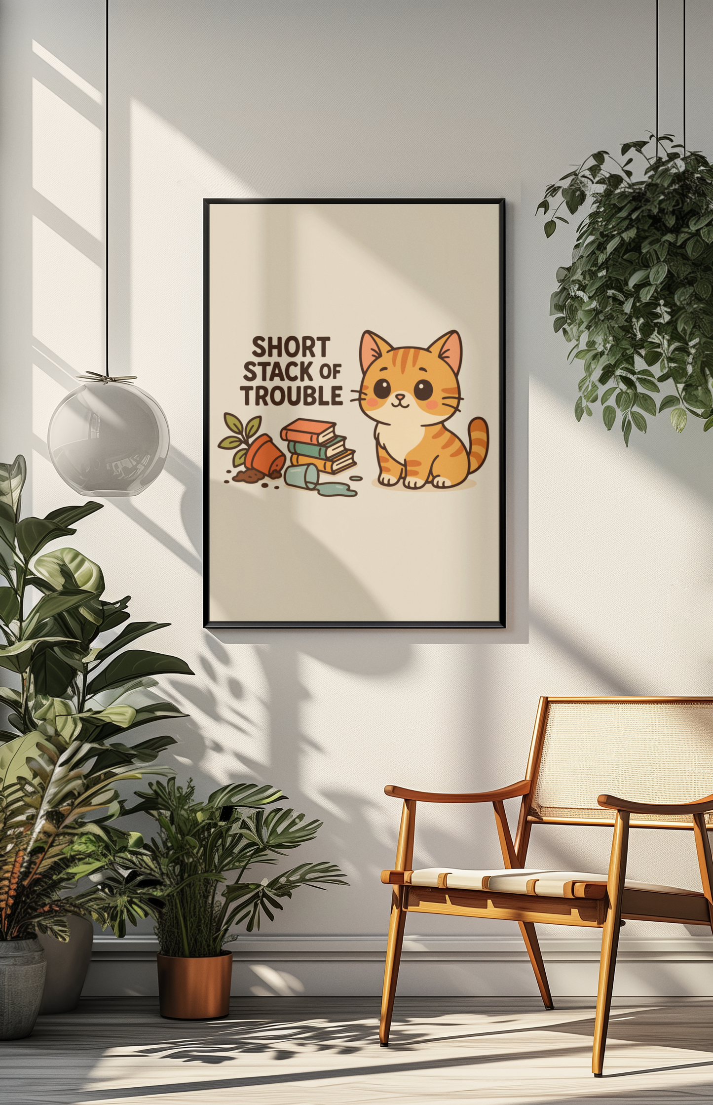 Funny Cat Memes: Cute Cat Matte Vertical Poster - Short Stack of Trouble