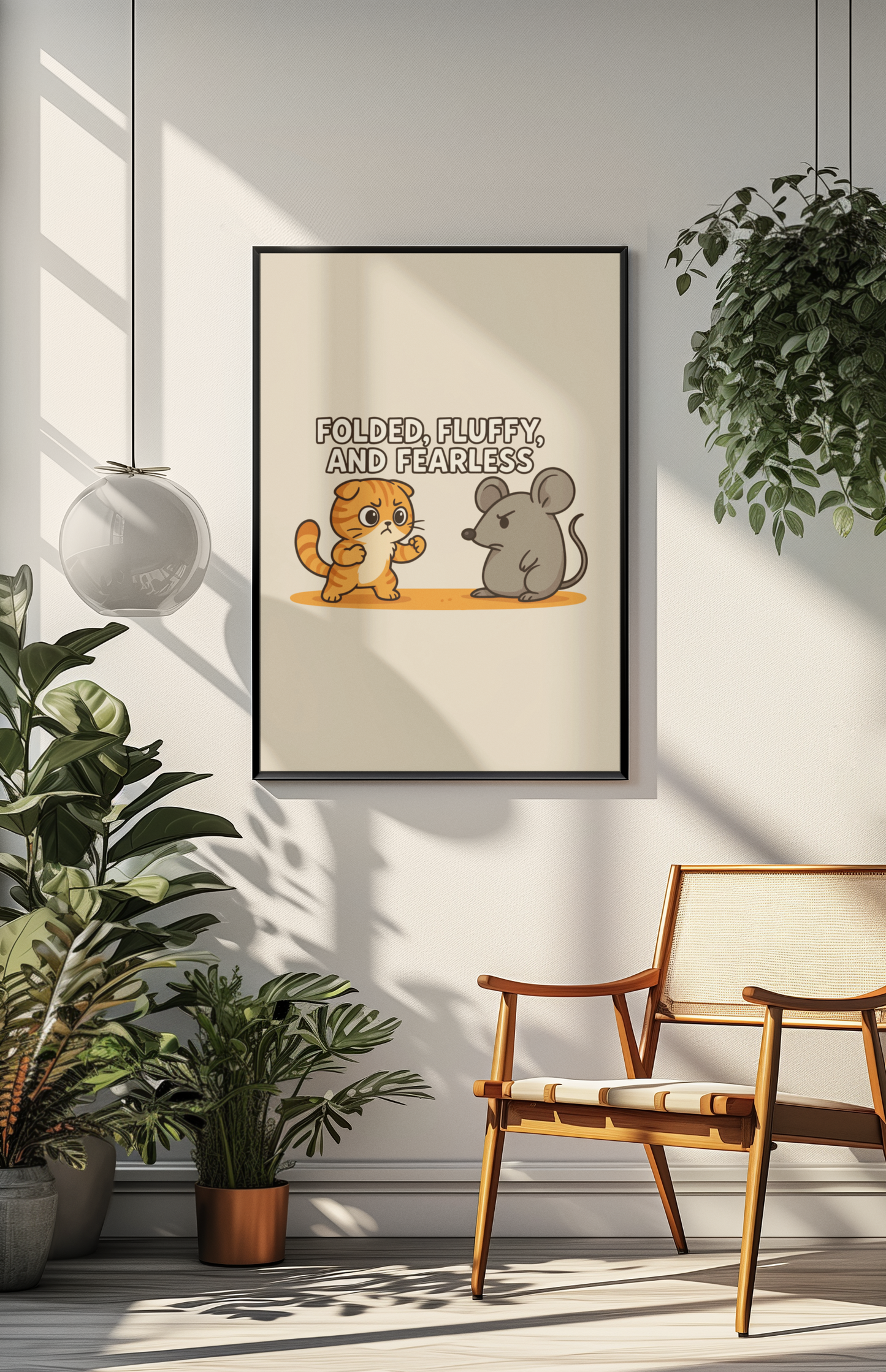Funny Cat Memes: Cute Animal Battle Vertical Poster - "Folded, Fluffy, and Fearless"