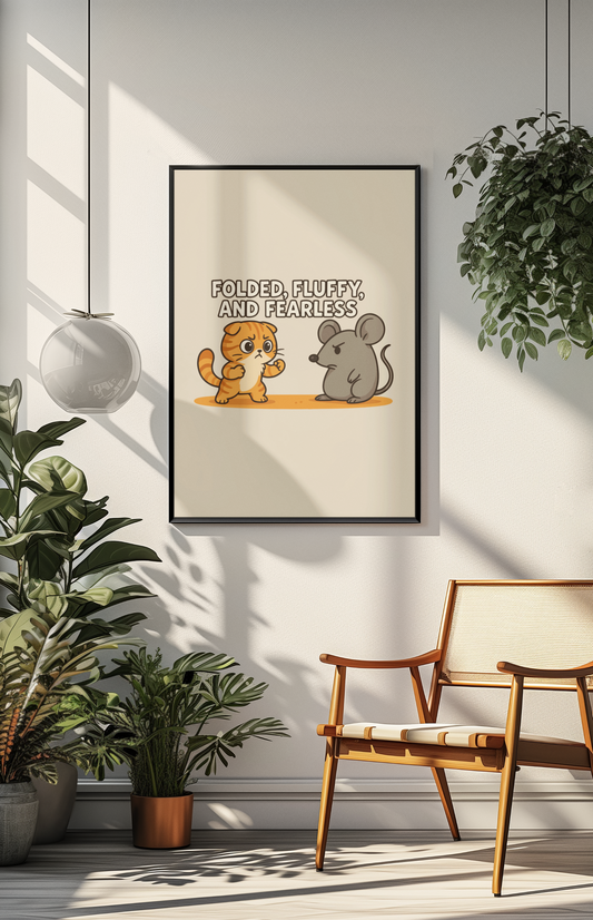 Funny Cat Memes: Cute Animal Battle Vertical Poster - "Folded, Fluffy, and Fearless"