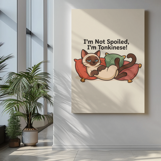 Funny Cat Memes: Cute Tonkinese Cat Poster - "I'm Not Spoiled, I'm Tonkinese!"