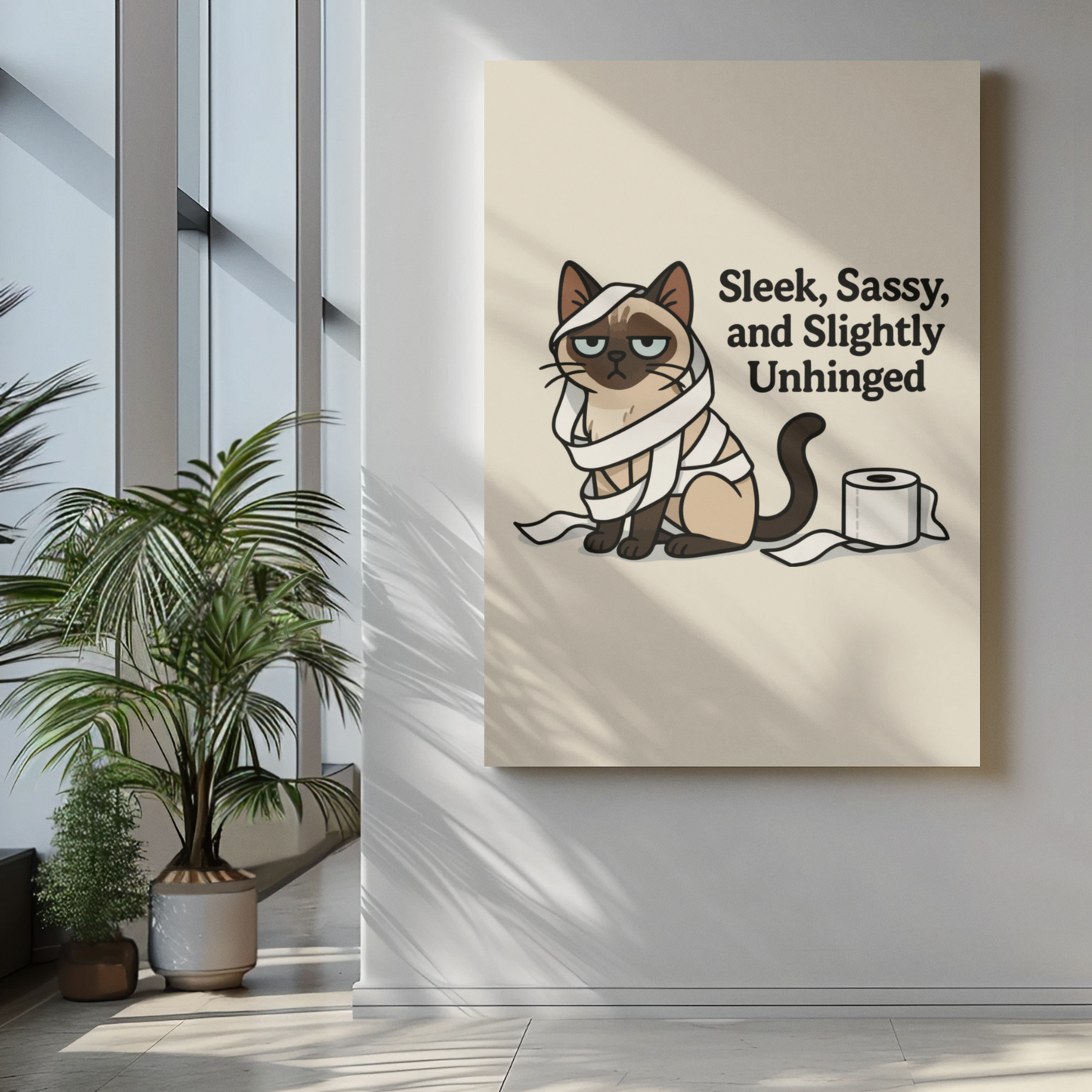 Funny Cat Memes: Sleek Sassy Cat Poster - Quirky Wall Art for Cat Lovers