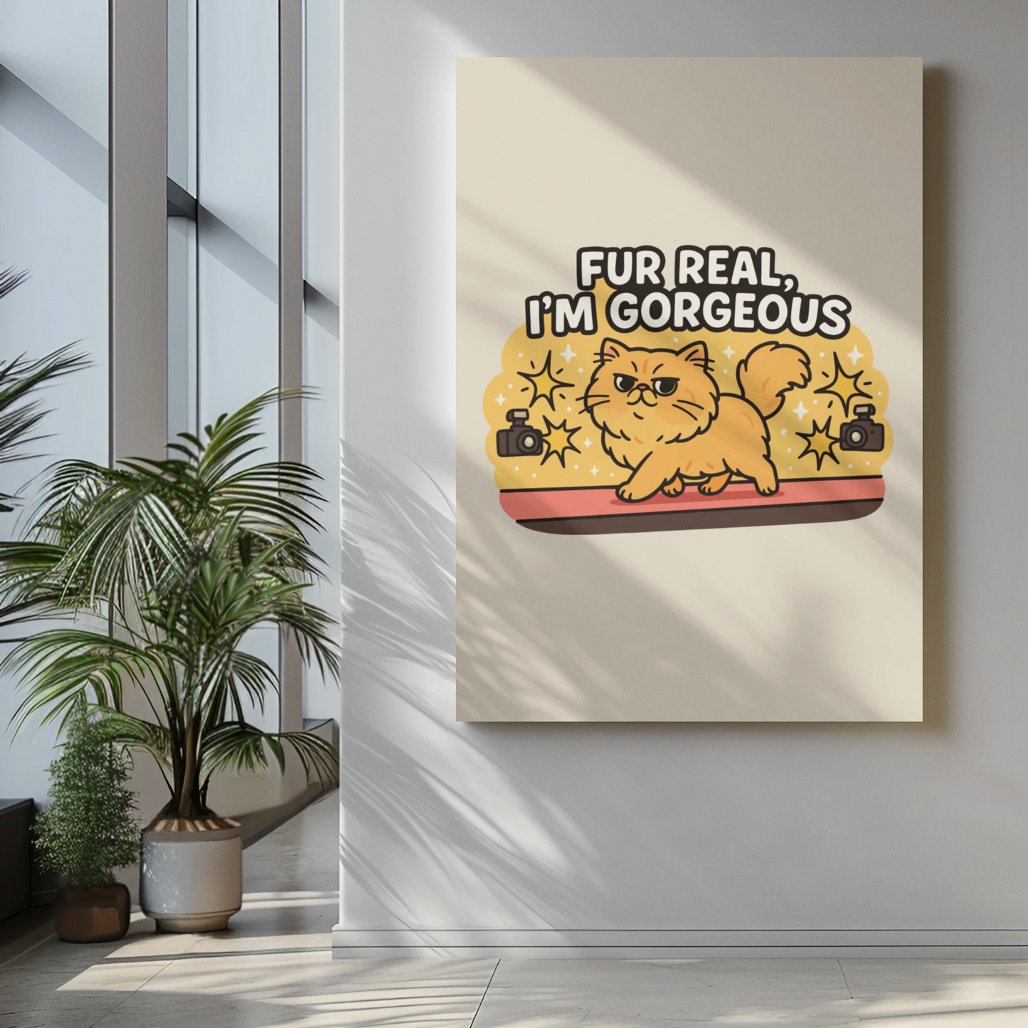 Funny Cat Memes: Cute Cat Matte Vertical Poster - 'Fur Real, I'm Gorgeous'