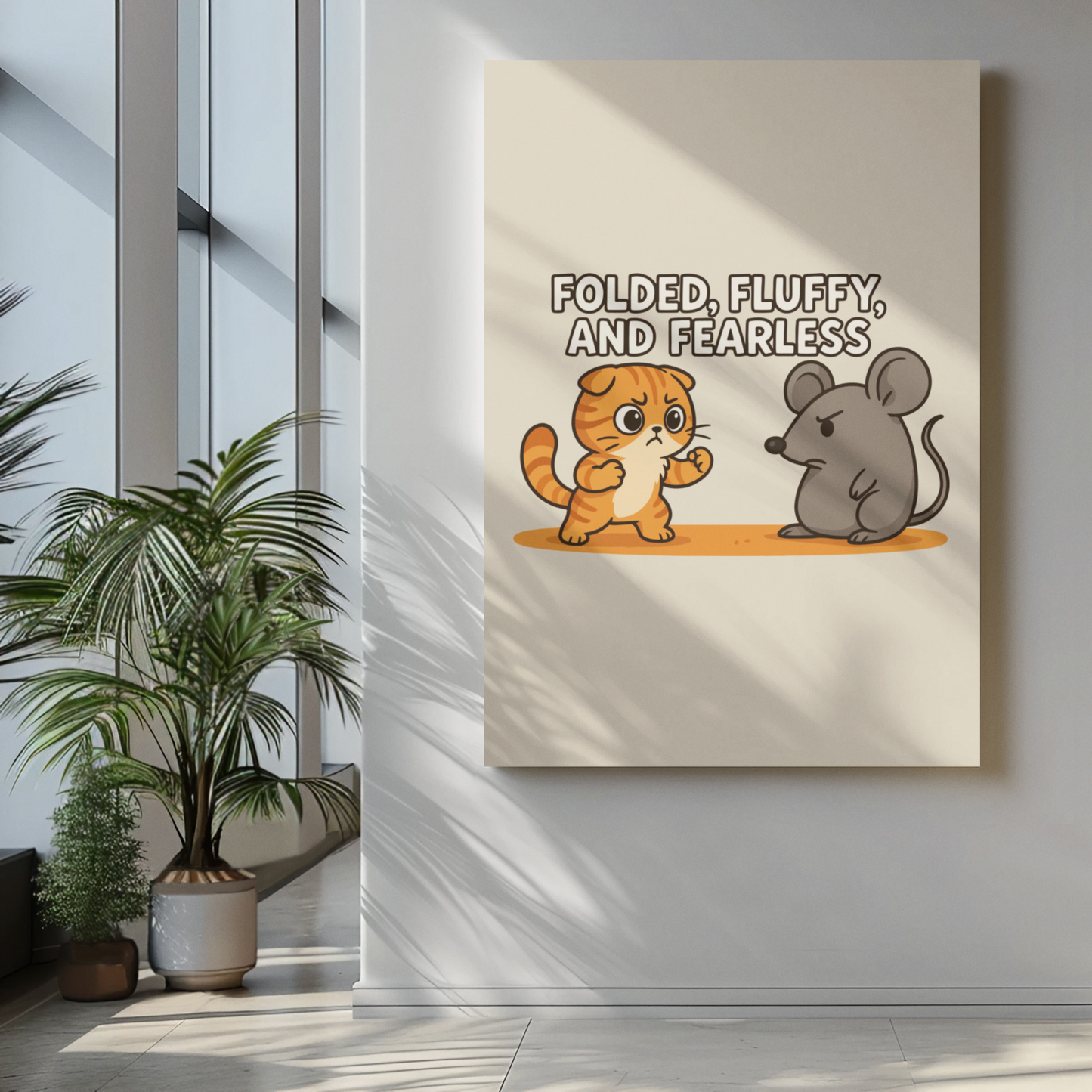Funny Cat Memes: Cute Animal Battle Vertical Poster - "Folded, Fluffy, and Fearless"