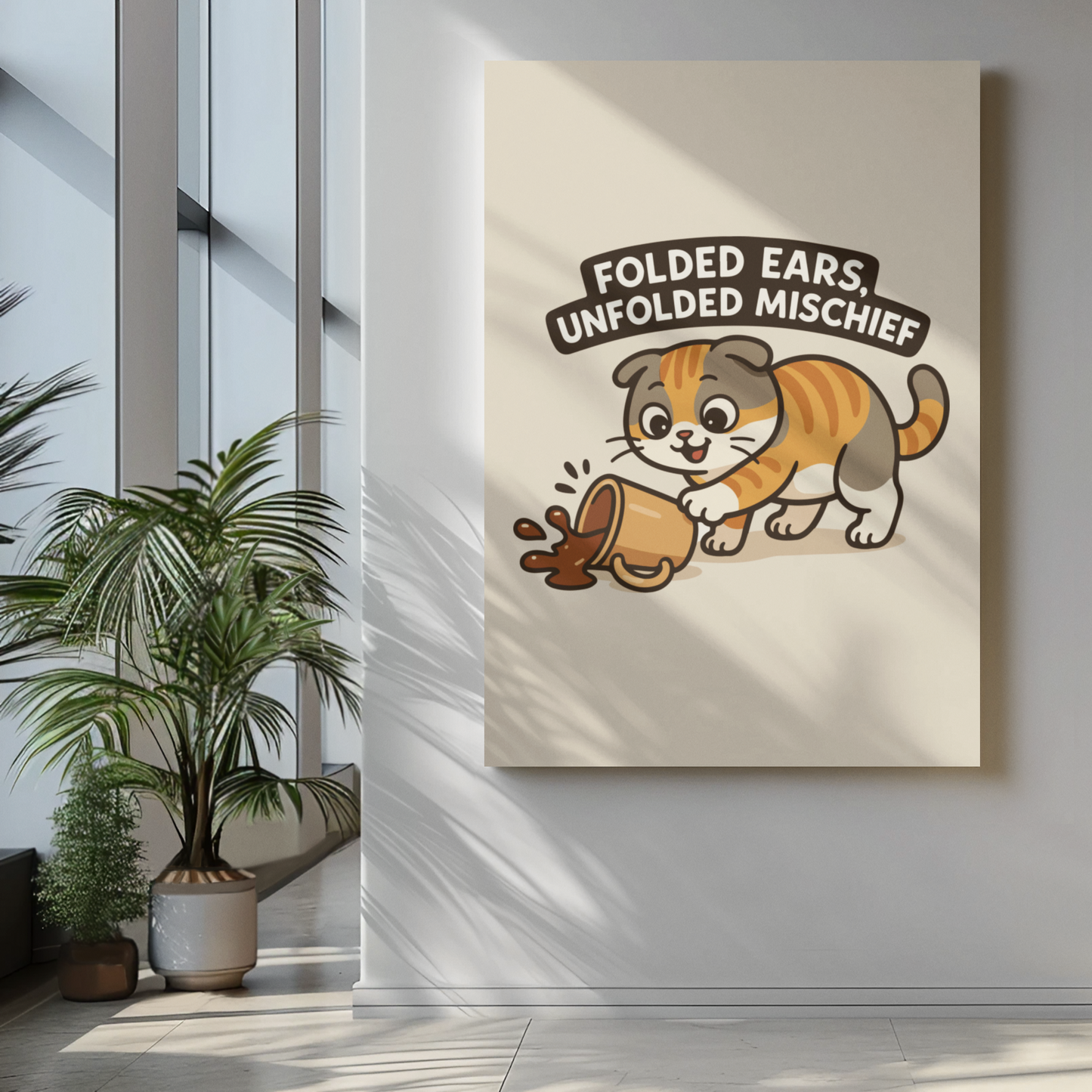 Funny Cat Memes: Cute Cat Poster - 'Folded Ears, Unfolded Mischief'