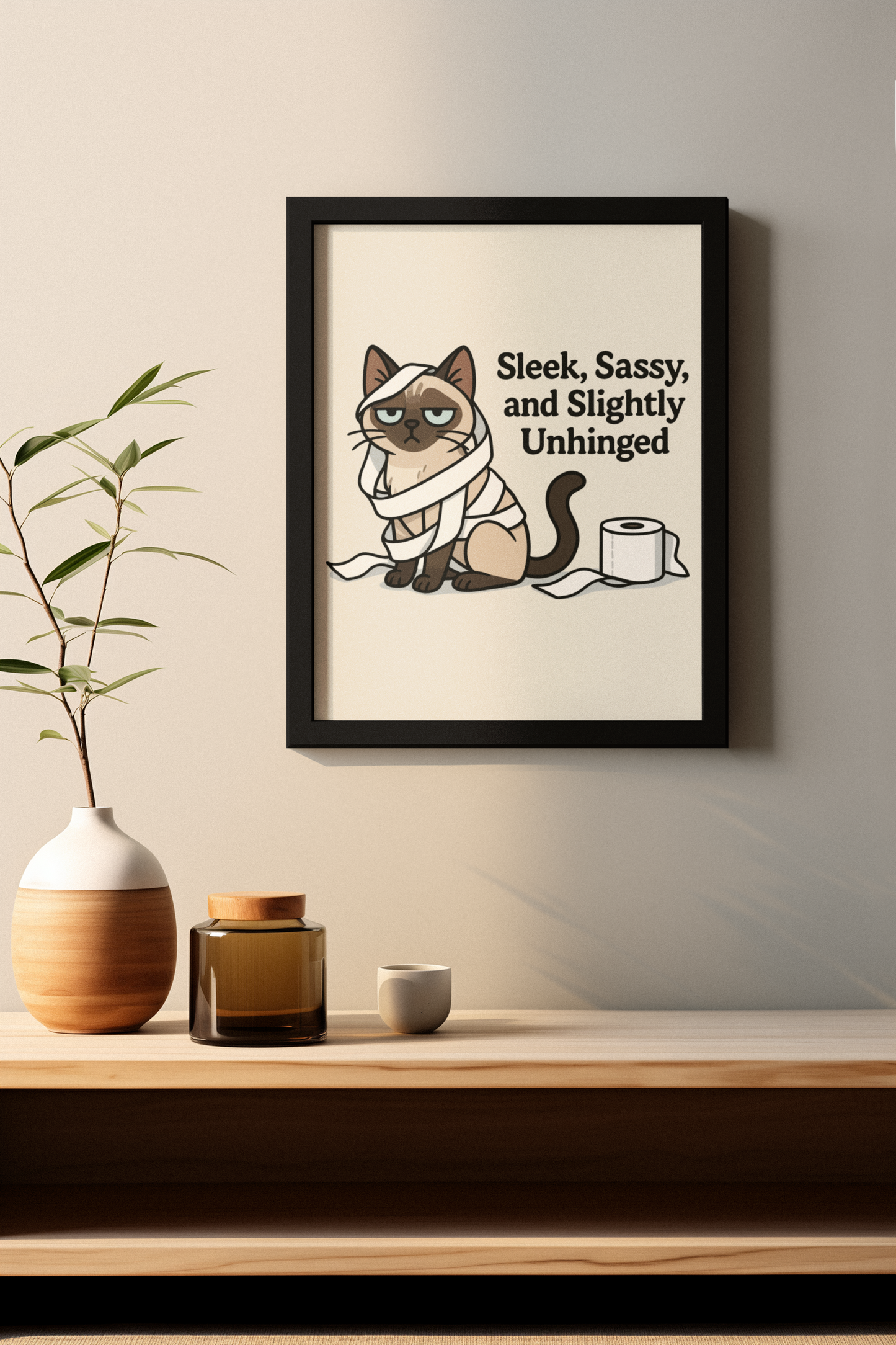 Funny Cat Memes: Sleek Sassy Cat Poster - Quirky Wall Art for Cat Lovers