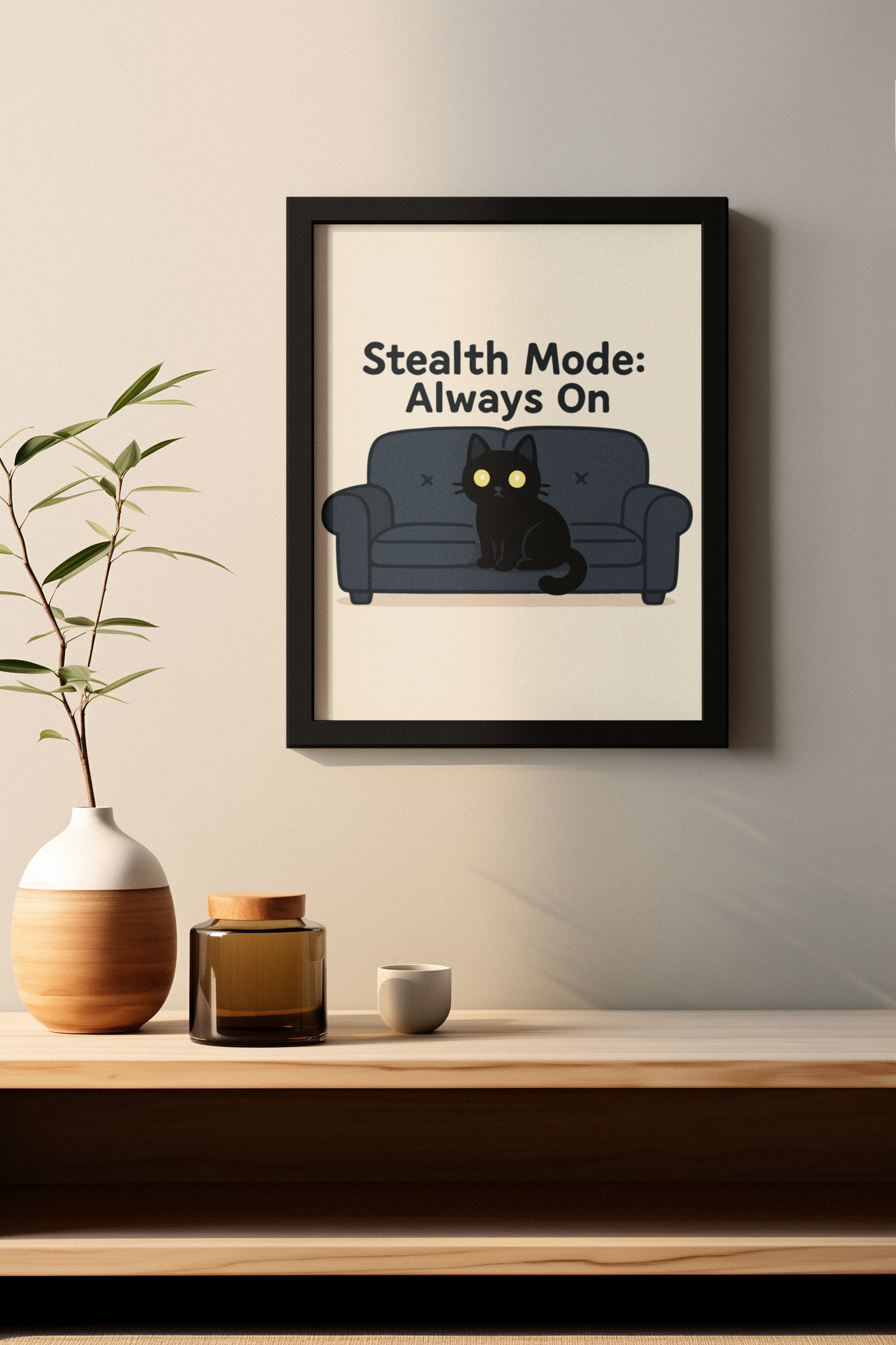 Funny Cat Memes: Cool Cat Wall Art Poster - "Stealth Mode: Always On" - Perfect for Cat Lovers